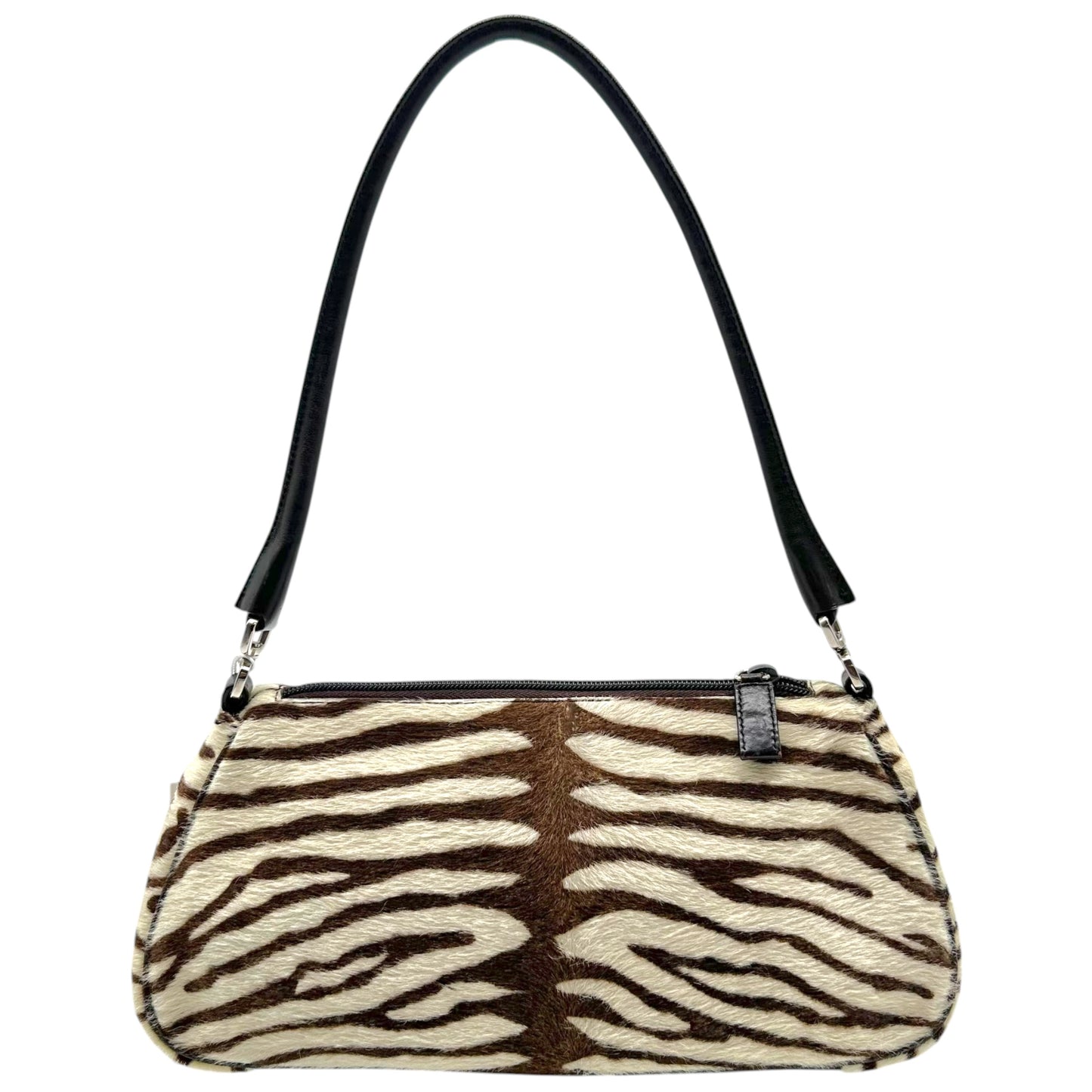 Prada Brown White Zebra Print Ponyhair Shoulder Bag