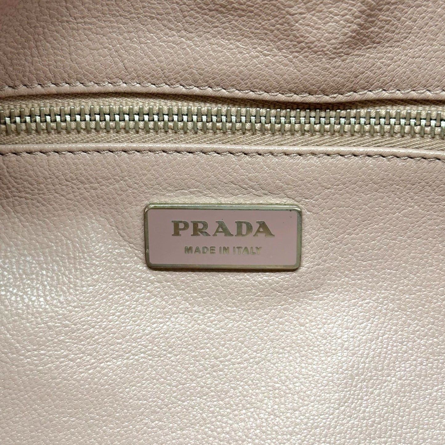 Prada Mauve Etched Metal & Croc Buckle East-West Leather Shoulder Bag