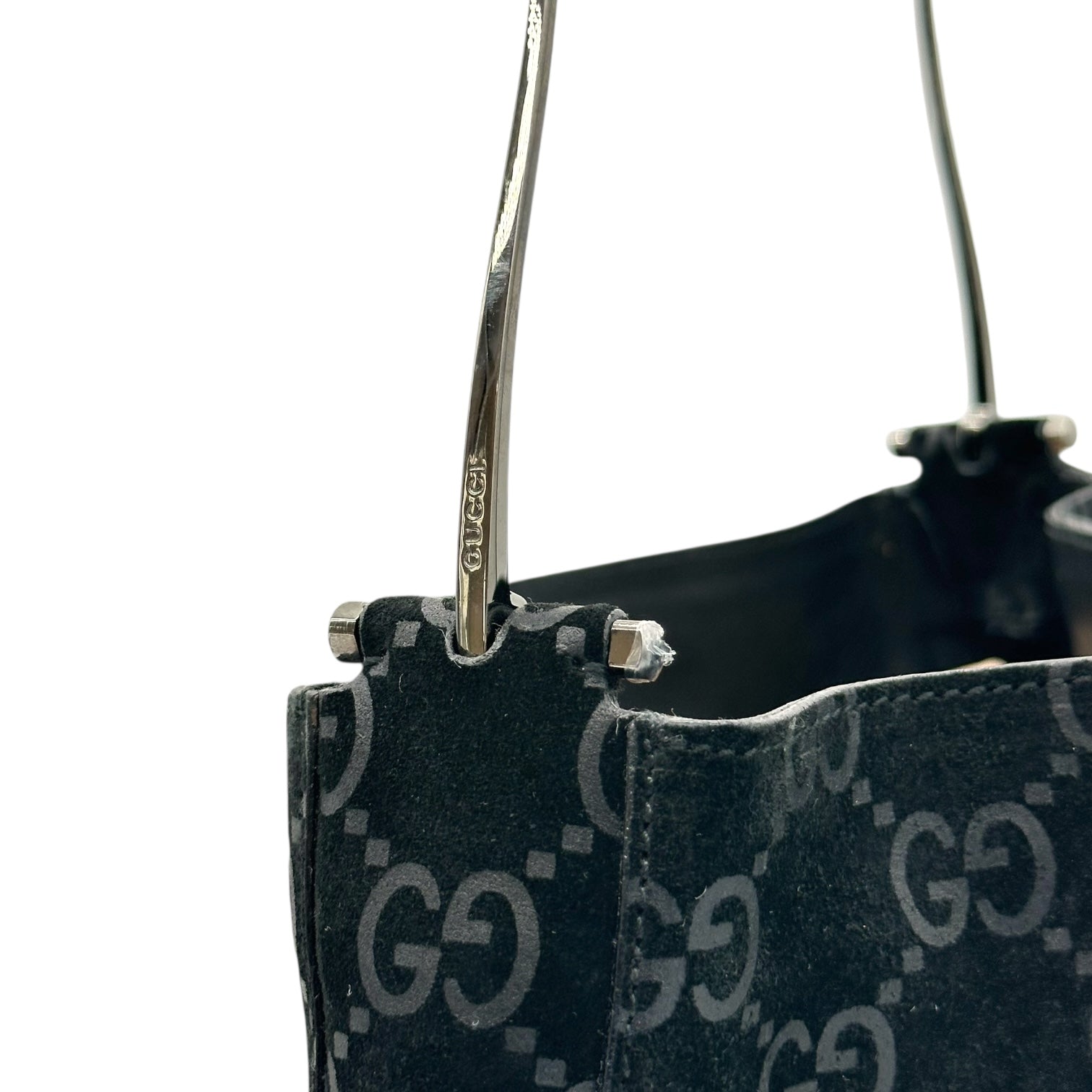 Gucci by Tom Ford Black Monogram Suede Horsebit Chain Hobo Bag - Outfit Repeater