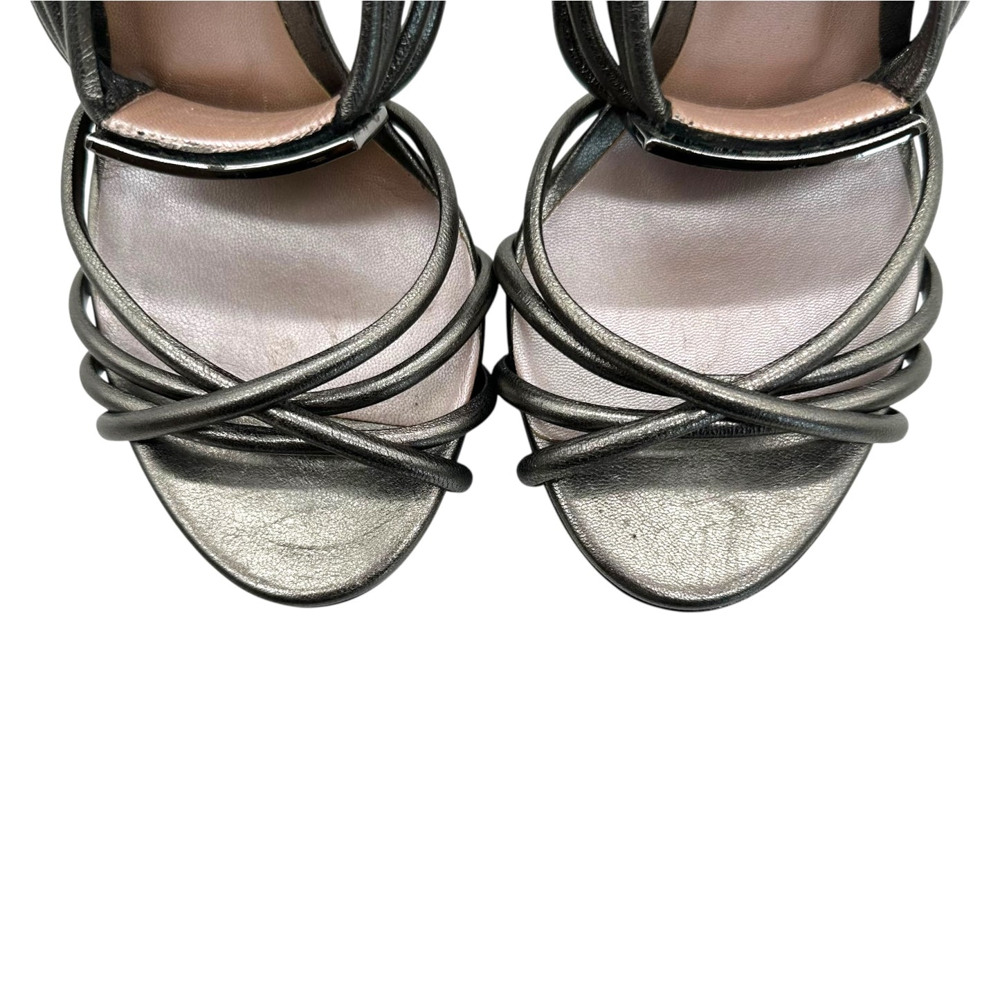Versace Silver Strappy Heeled Sandals