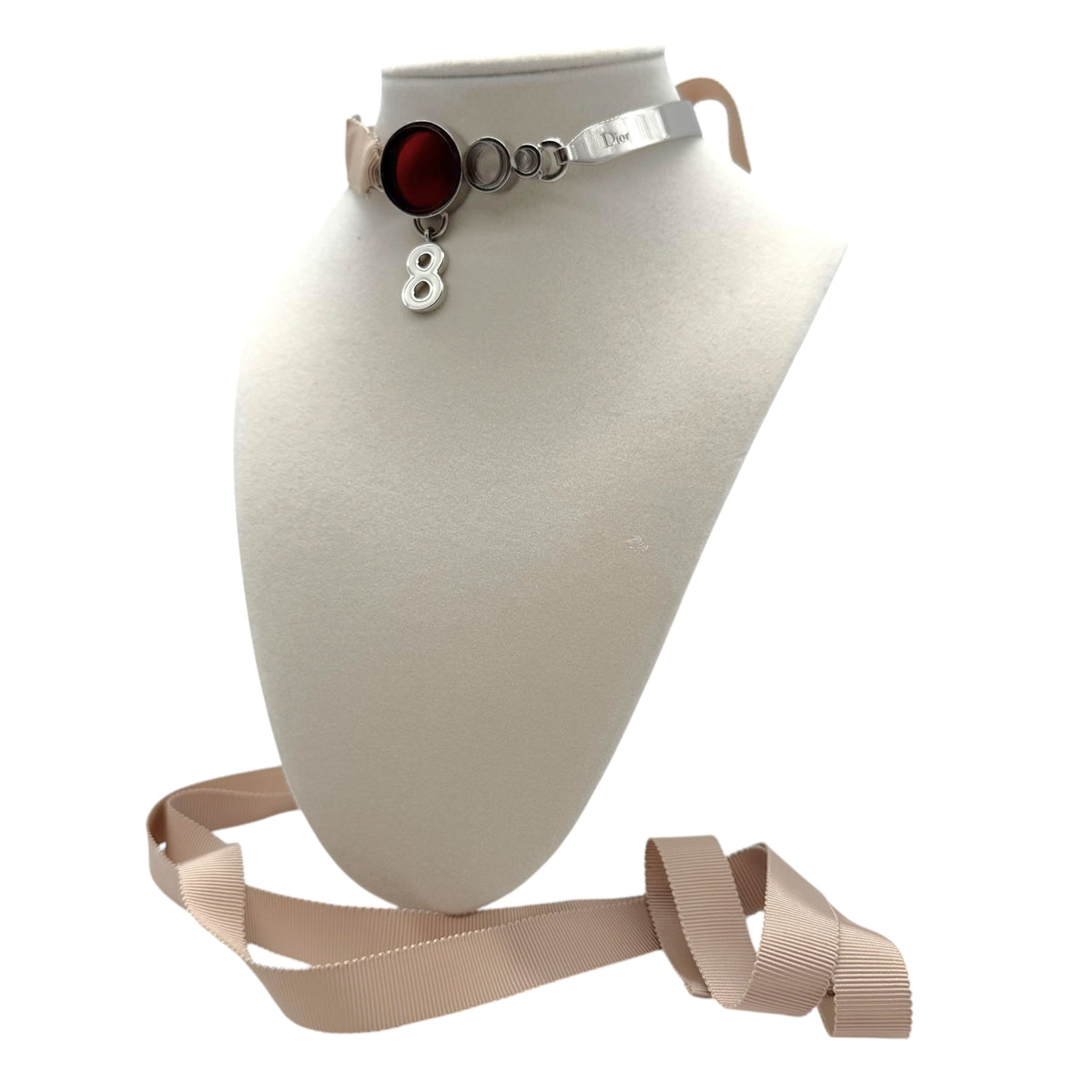 Christian Dior Cadillac 8 Metal & Ribbon Choker Necklace