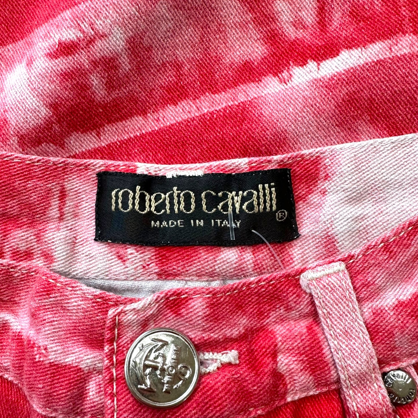 Roberto Cavalli Early 90's Red Printed Jeans