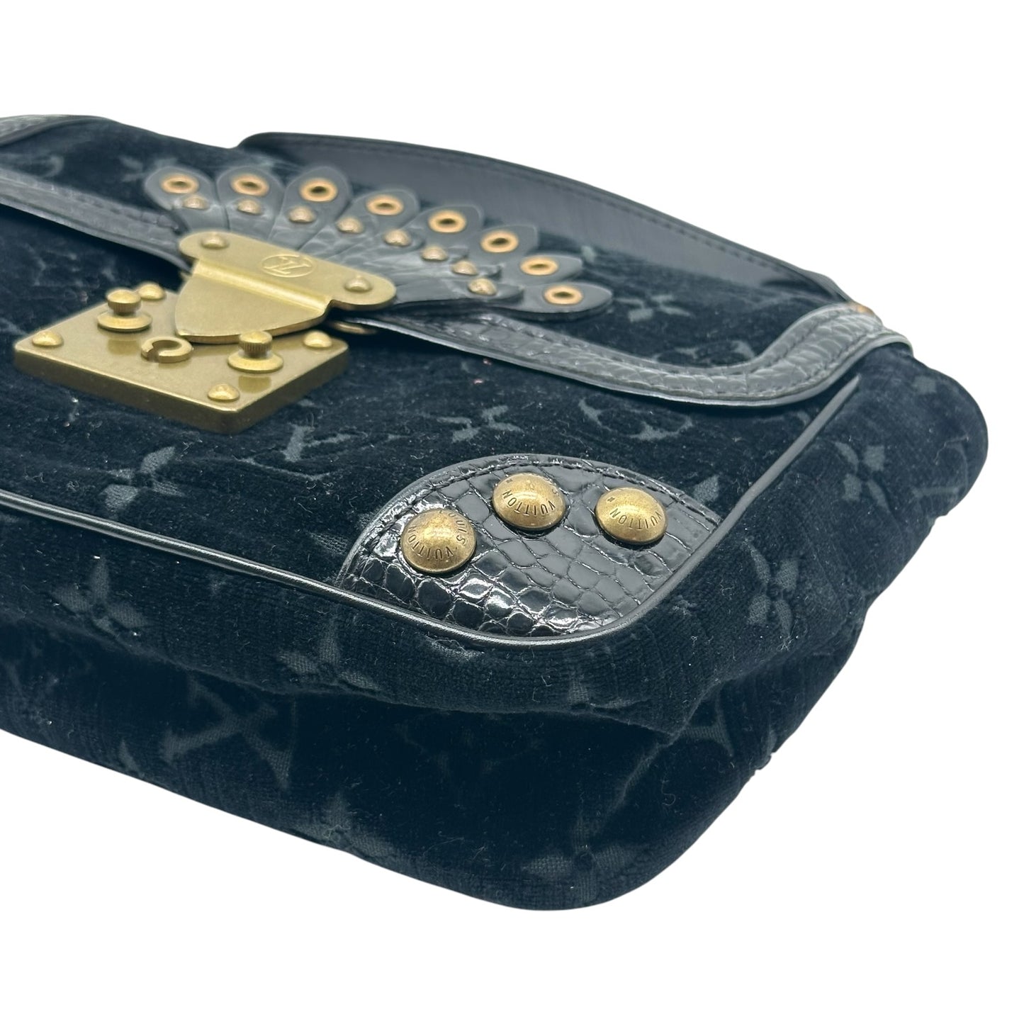 Louis Vuitton Black Velours Alligator Handbag