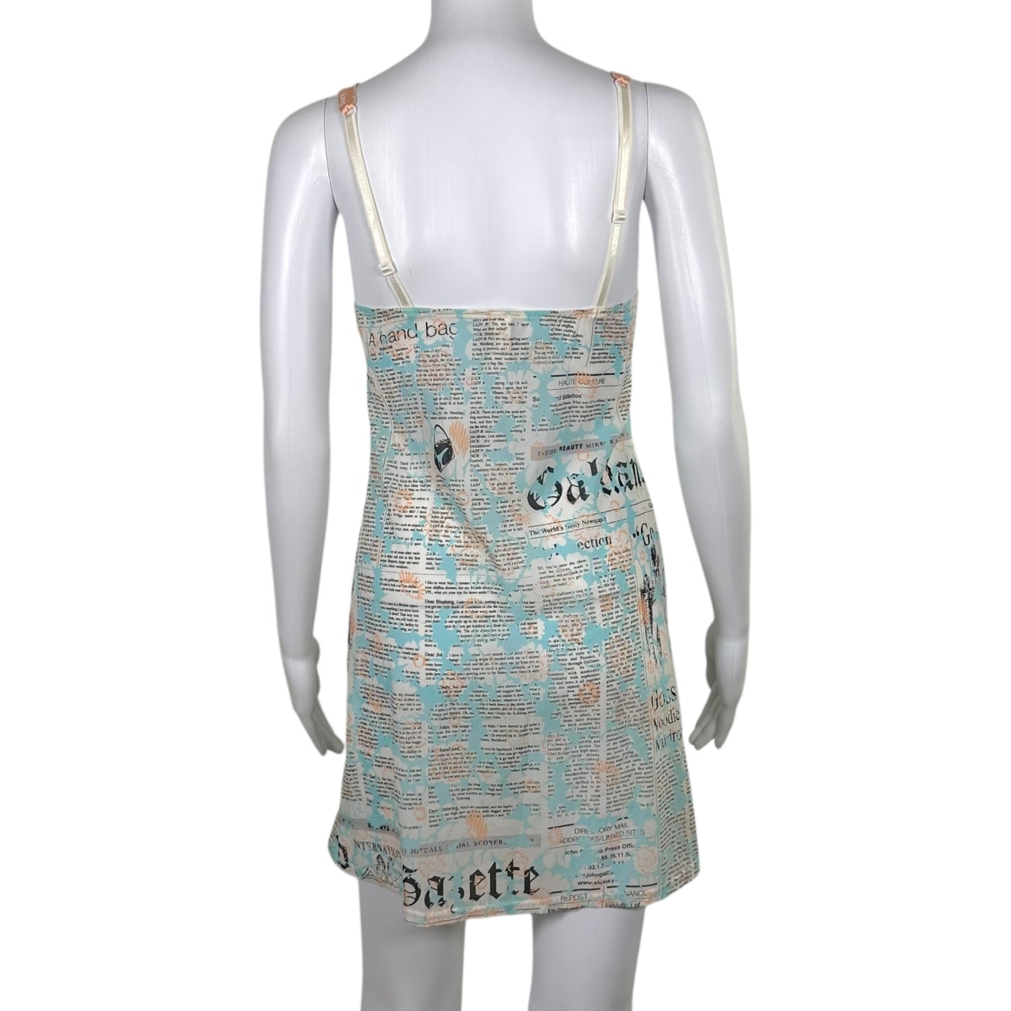 John Galliano Mini Cami Dress Light Blue Floral Print