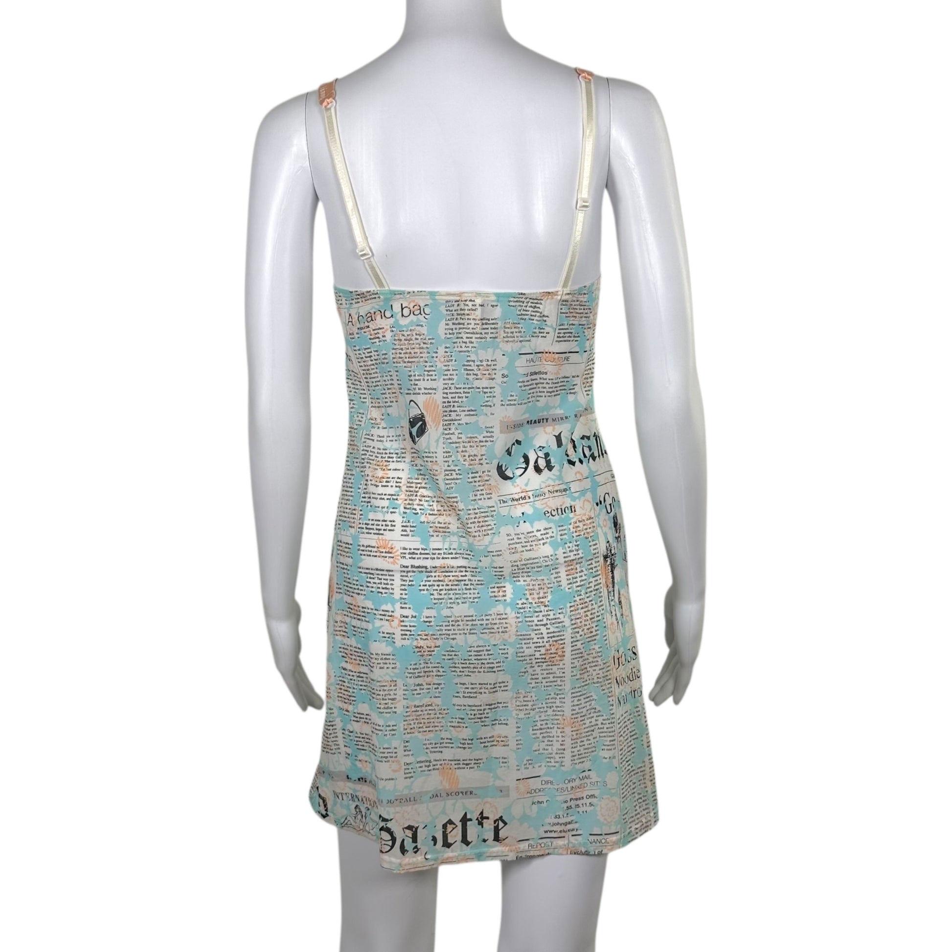 John Galliano Mini Cami Dress Light Blue Floral Print