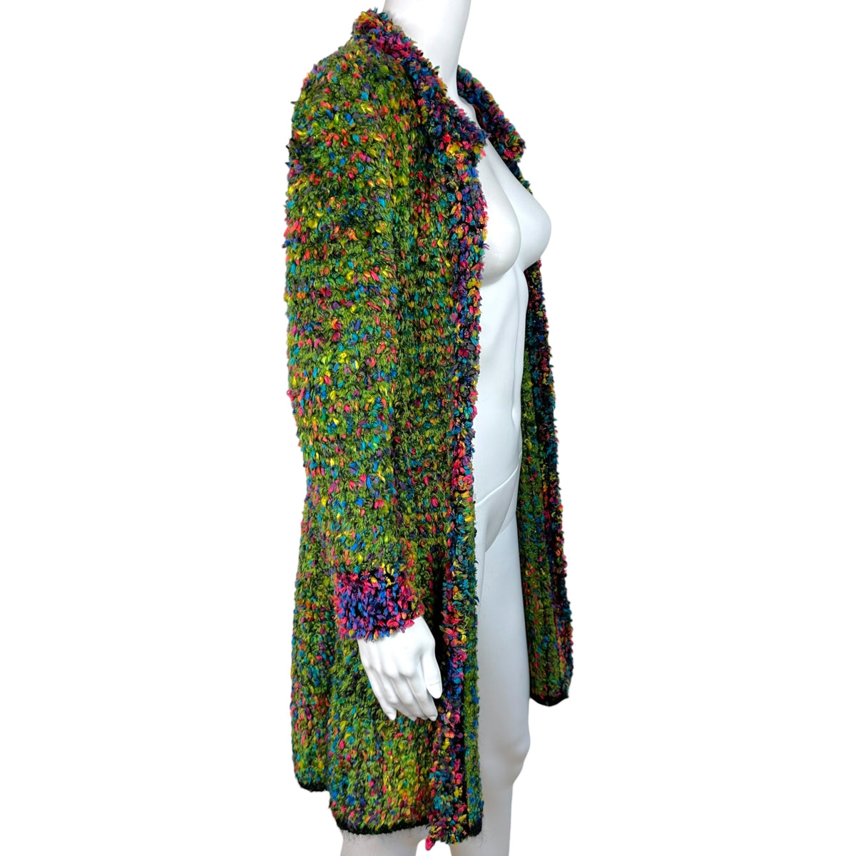 Chanel Green Multicolor Fuzzy Knit Tweed Cardigan