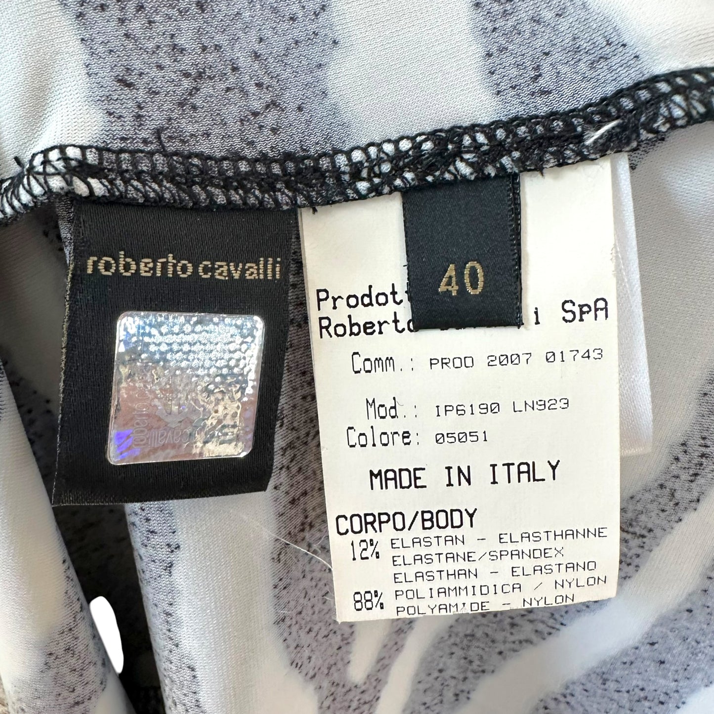 Roberto Cavalli 2007 Zebra Print Plunge Neckline Midi Dress