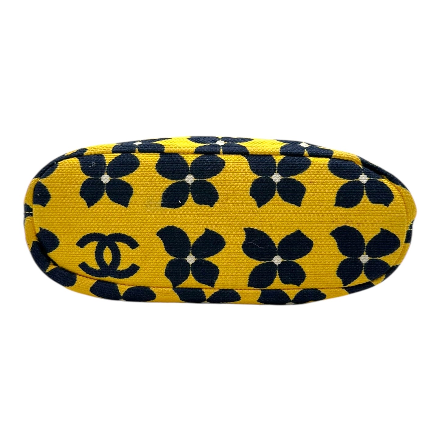 Chanel Yellow & Navy Clover Print Kisslock Bag