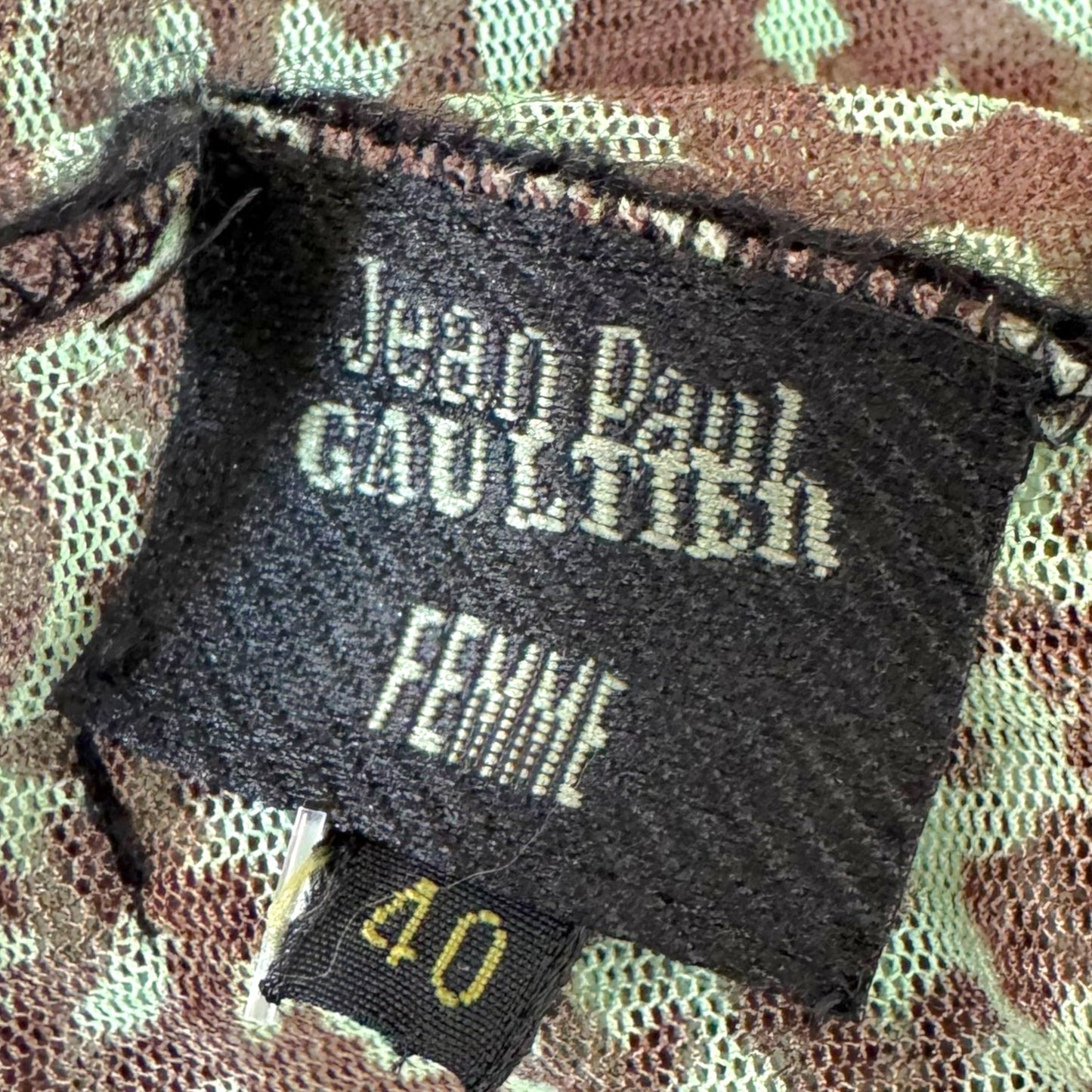 Jean Paul Gaultier Green & Brown Paisley Pattern Mesh Longsleeve Top