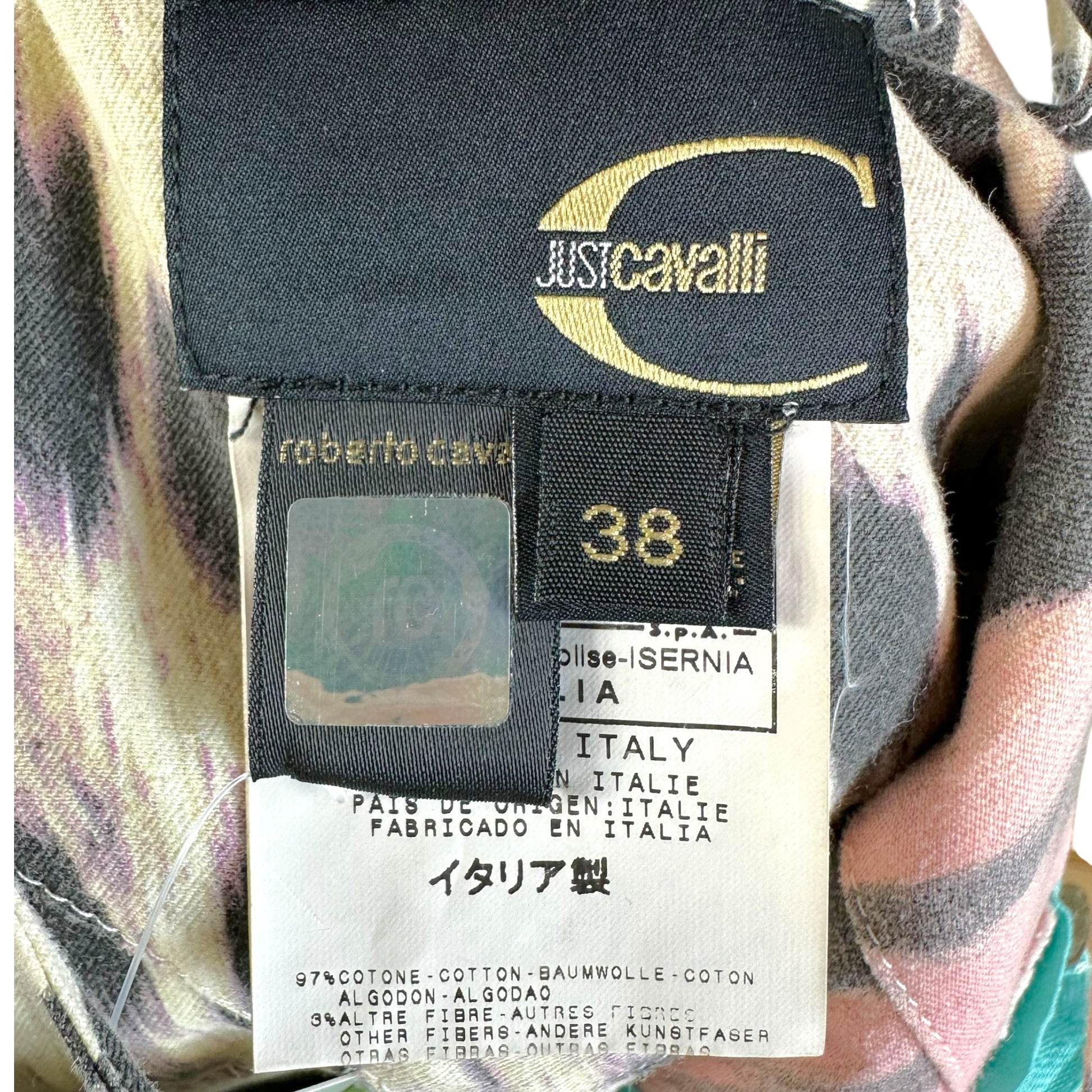 Roberto Cavalli Multicolor Leopard Halter Midi Dress