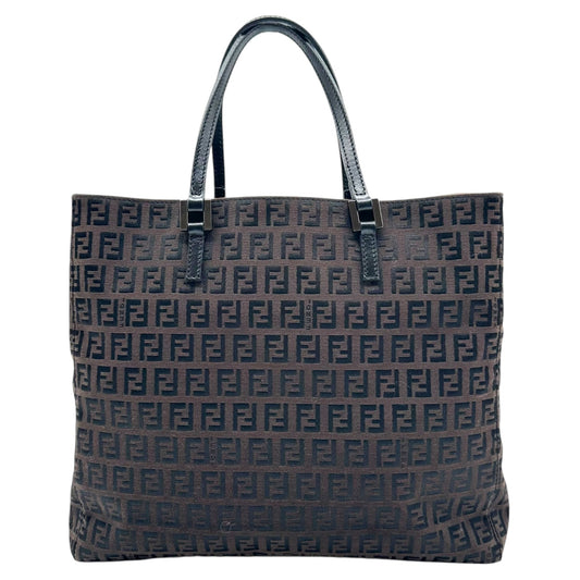 Fendi Brown & Black Zucchino Monogram Small Tote Bag