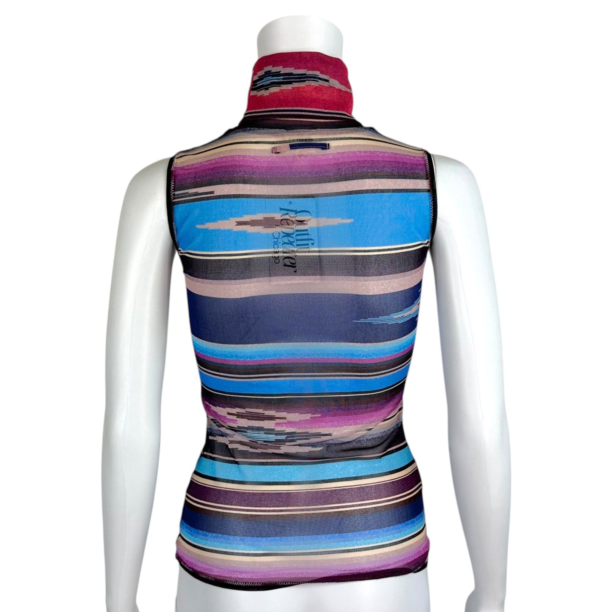 Jean Paul Gaultier Sleeveless Turtleneck Tank Purple Blue