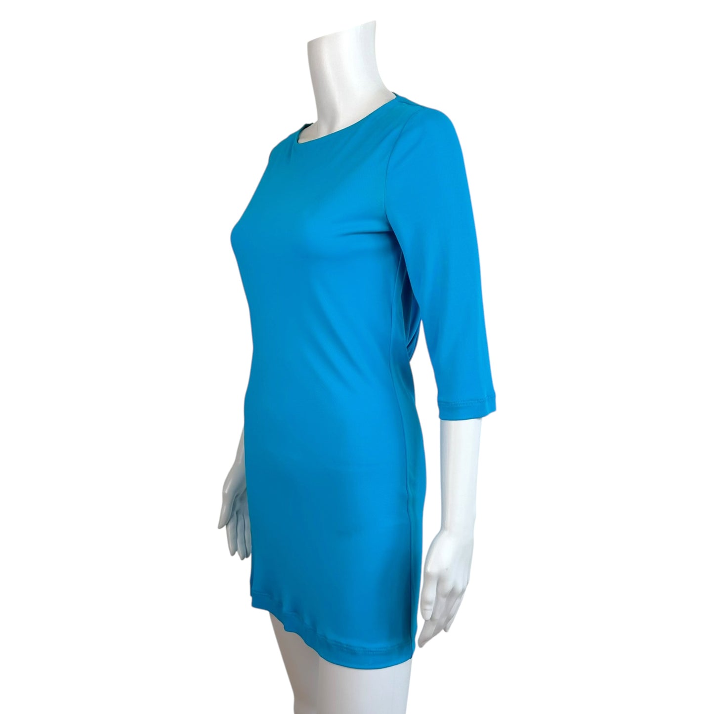 Emilio Pucci Turquoise Backless Mini Dress 3/4 Sleeve