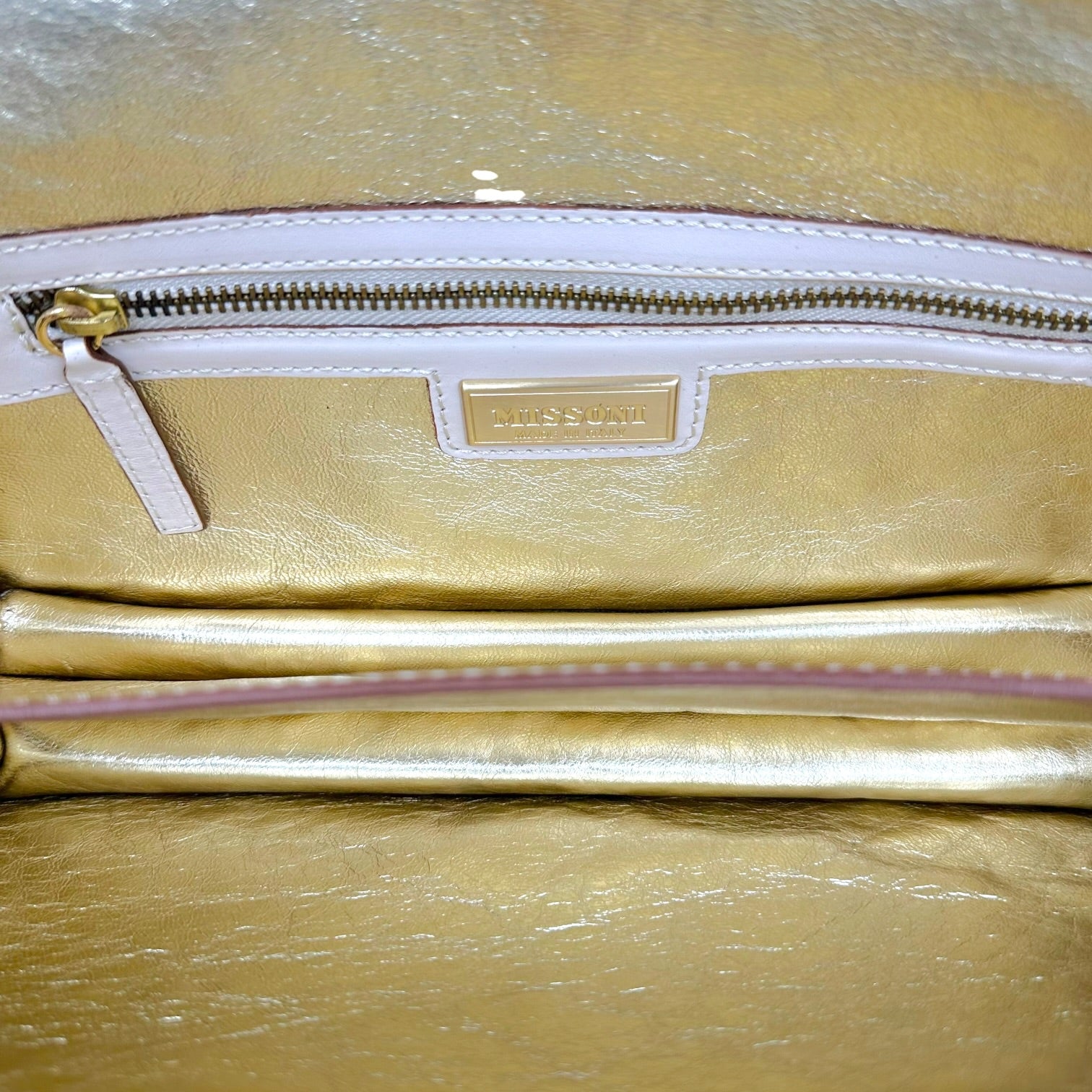 Missoni Shoulder Bag Ivory Leather Multicolor Chevron Knit