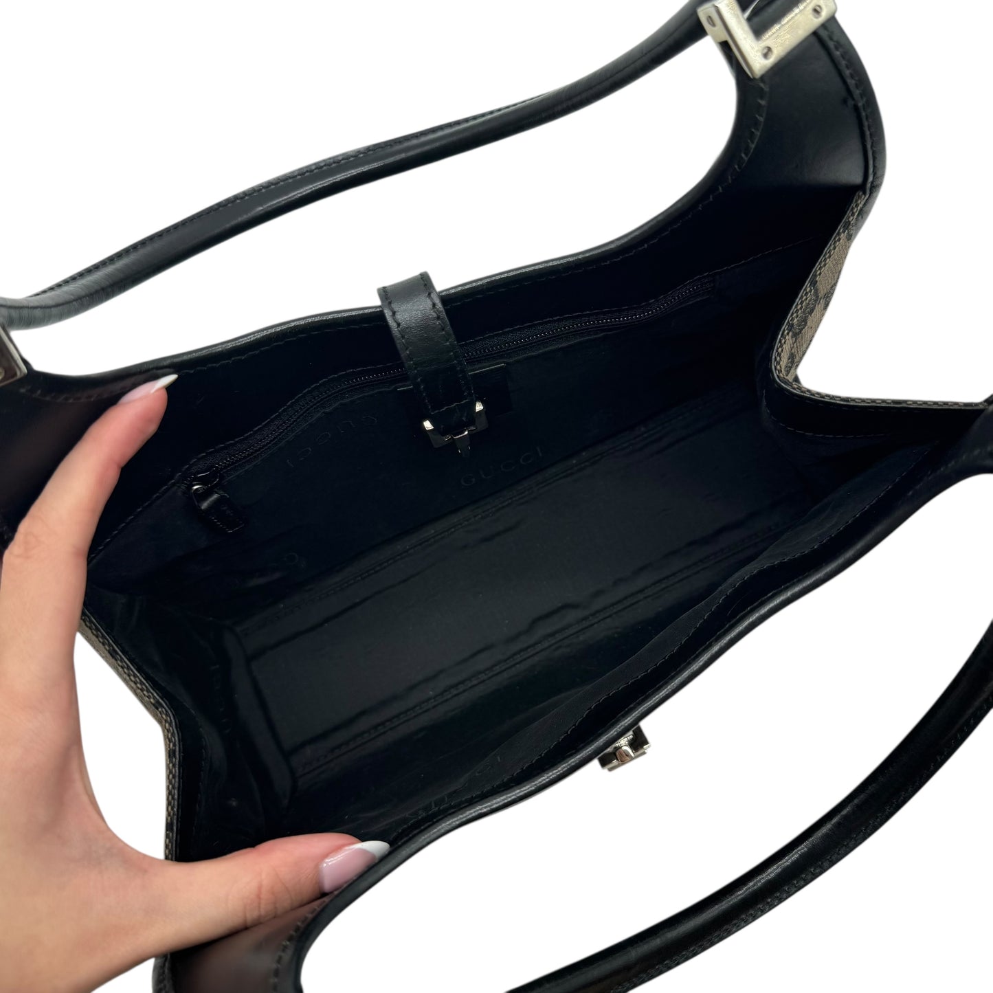 Gucci Brown & Black Monogram Canvas Mini Jackie Bag