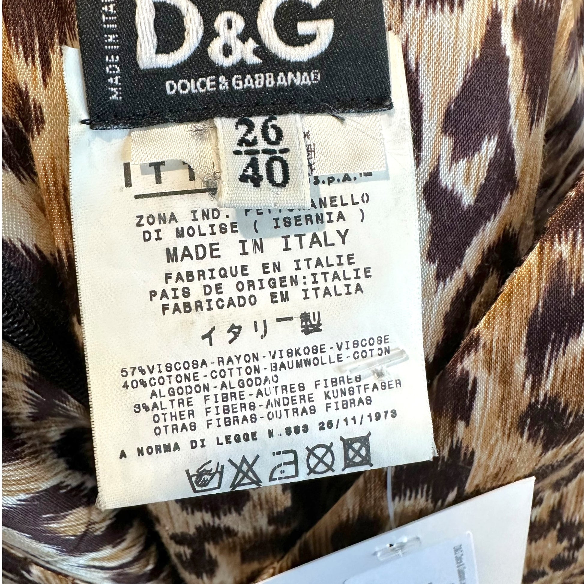 D&G Leopard Print Satin Bodycon Midi Dress