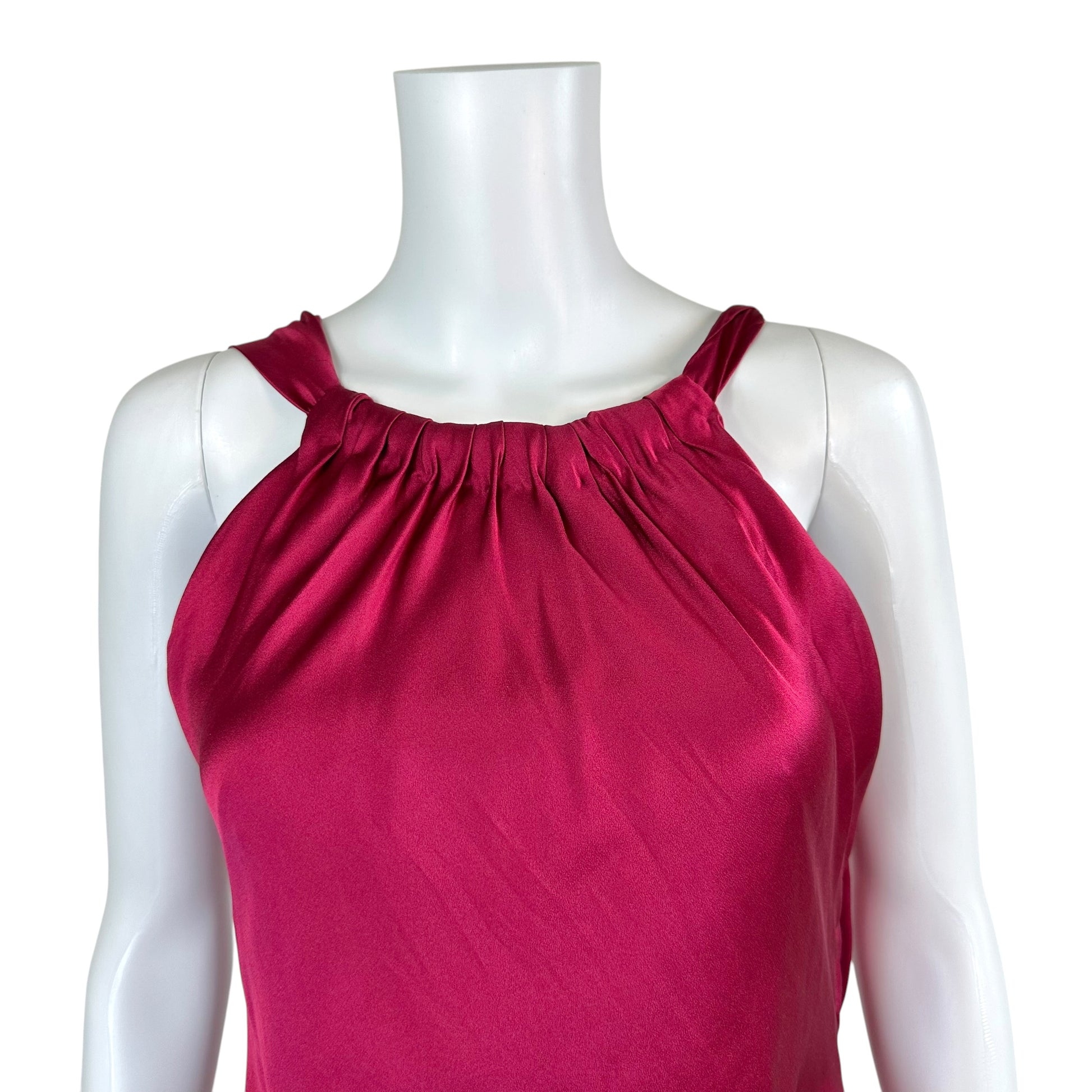 Alberta Ferretti Fuchsia Pink Draped Silk Maxi Gown