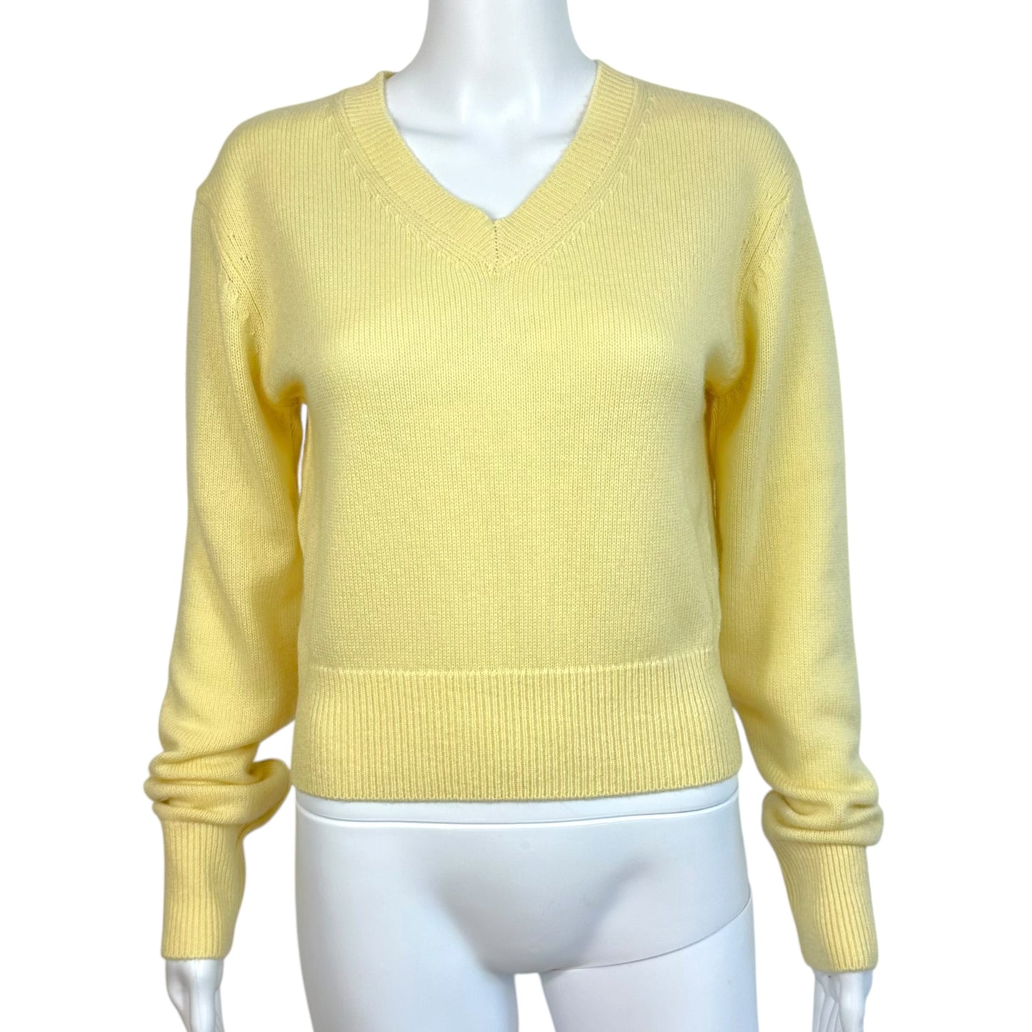 Fanci Club Yellow Cashmere V-Neck Sweater NEW