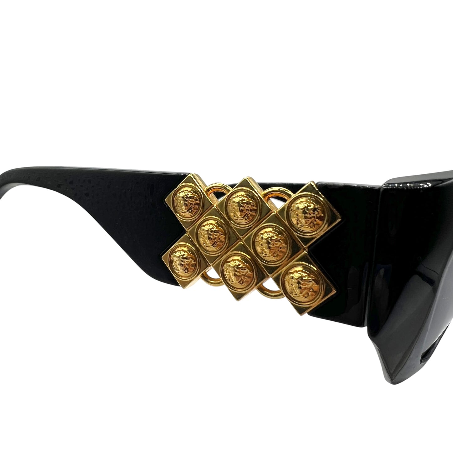 Gianni Versace 420/D Black & Gold Medusa Side Oversized Sunglasses w/ Case