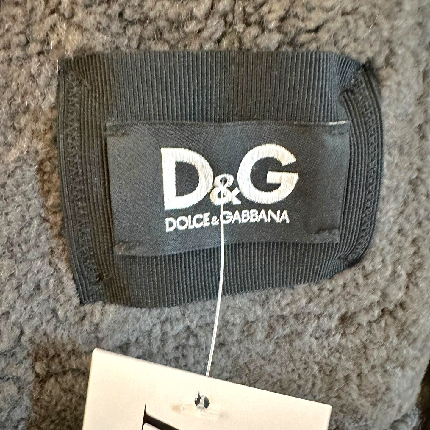D&G Dolce & Gabbana Brown & Gray Shearling Knit Trim Jacket