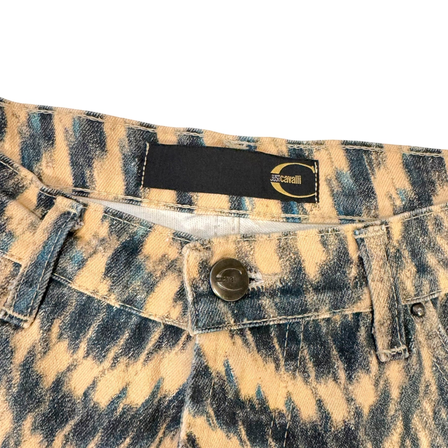Just Cavalli Roberto Cavalli Blue & Tan Psychadelic Jeans