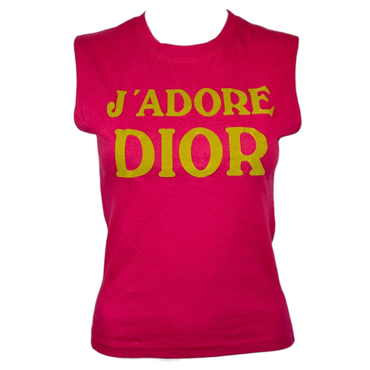 Christian Dior F/W 2002 Hot Pink & Yellow J'Adore Dior Tank Top