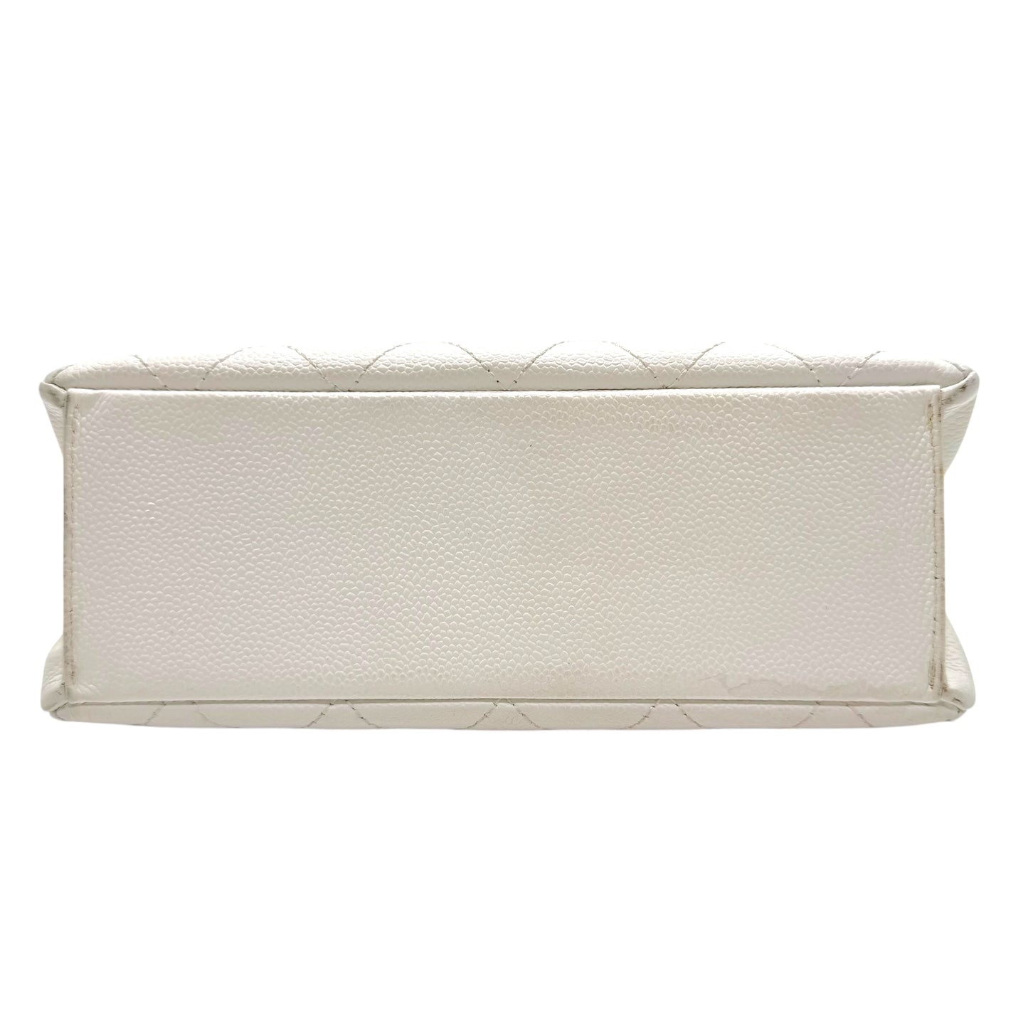 Chanel White Caviar Matelasse Wood Bar Shoulder Bag 2003-04 - Outfit Repeater