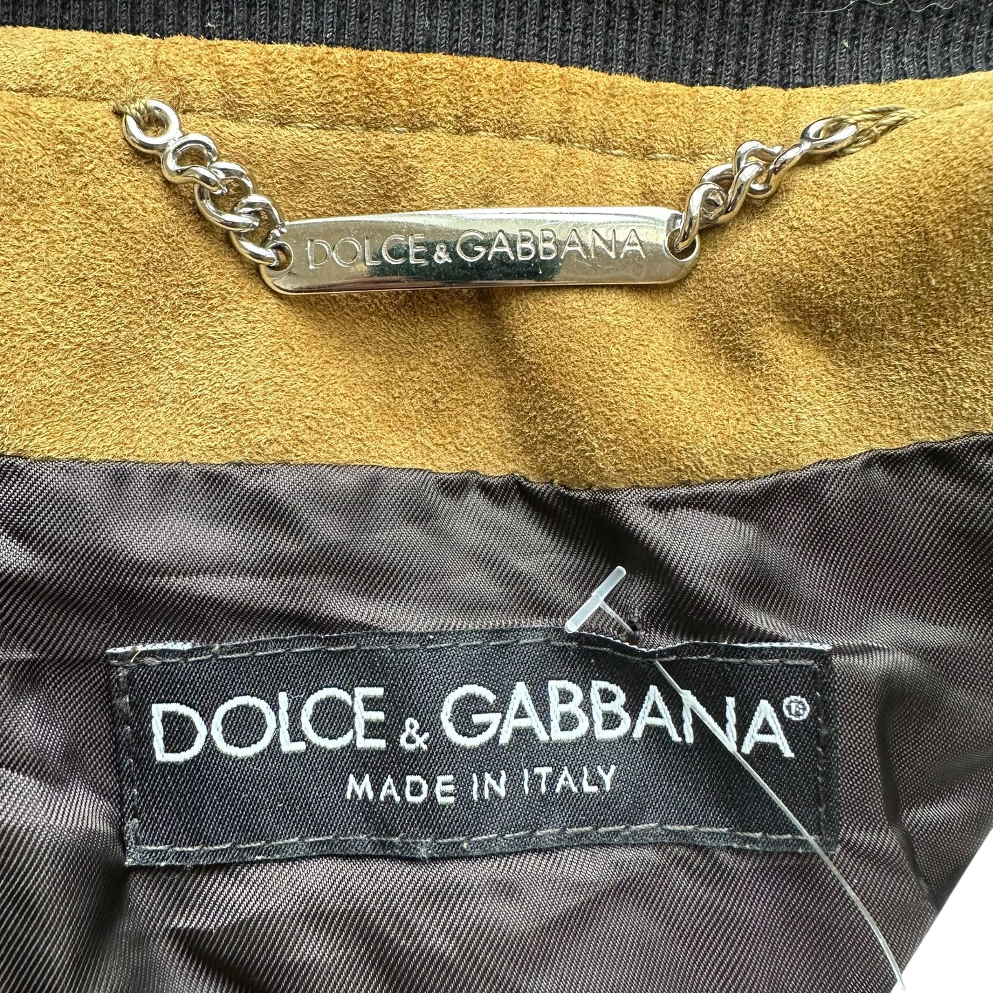 D&G Dolce & Gabbana Tan Suede Bomber Jacket