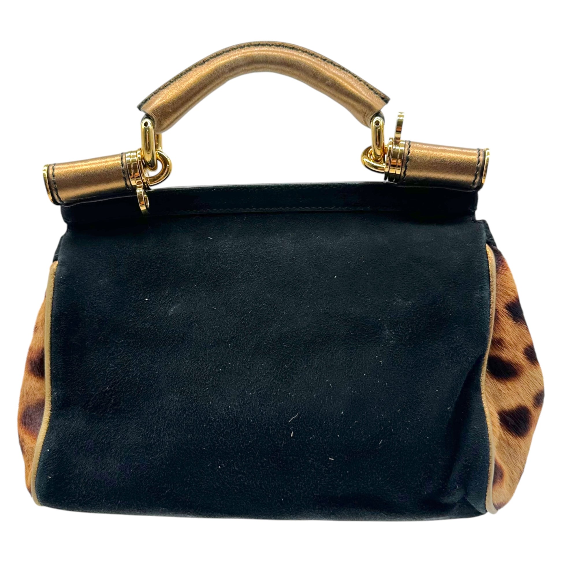 Dolce & Gabbana Mini Sicily Bag Leopard Ponyhair Gold Snakeskin