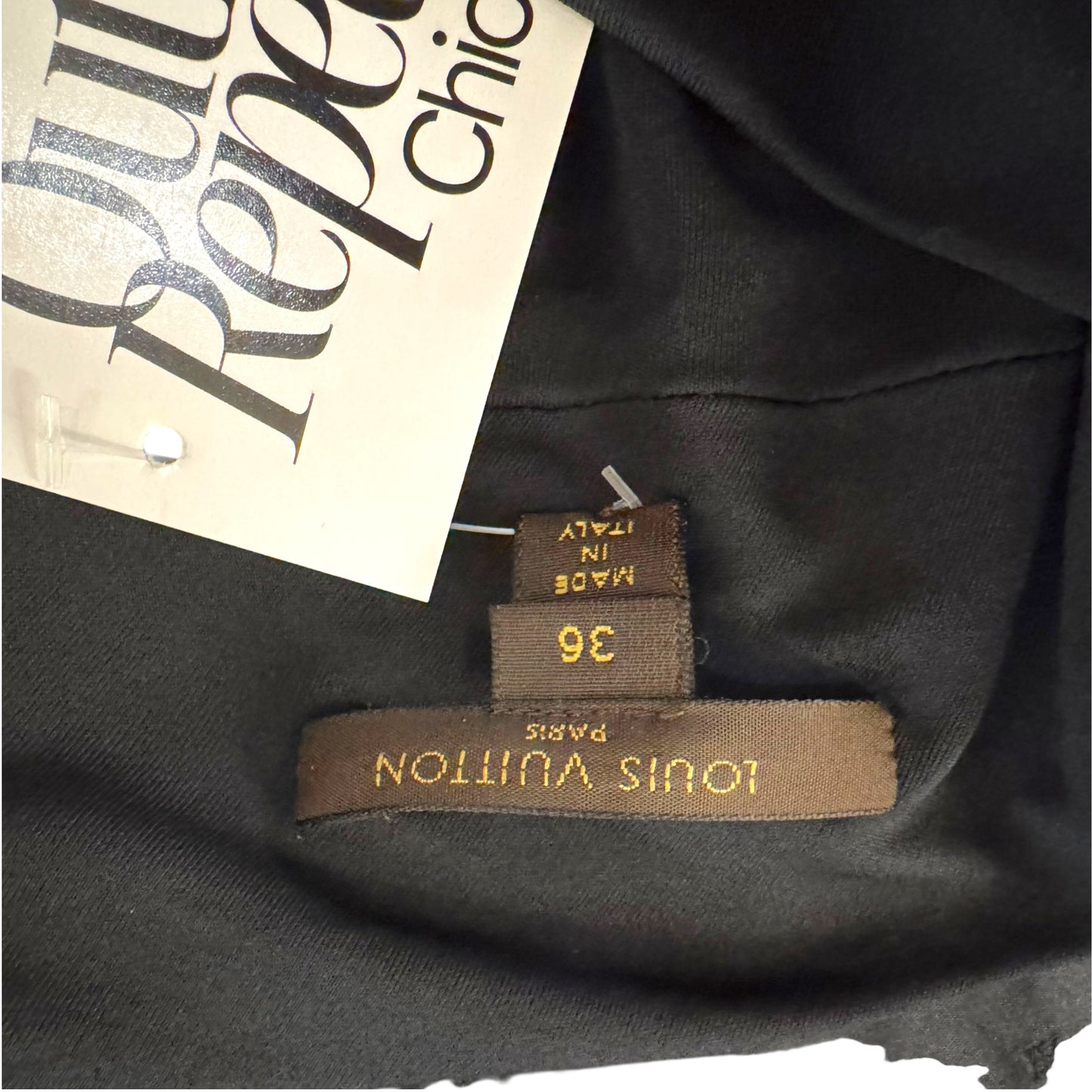 Louis Vuitton Black Logo Print Draped Silk Mini Dress