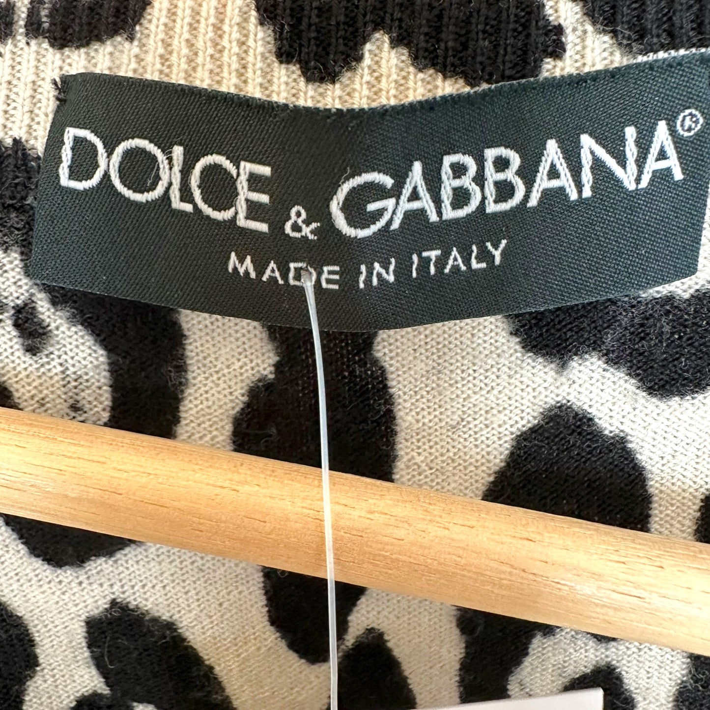 Dolce & Gabbana Black White Leopard Print Cashmere Cardigan