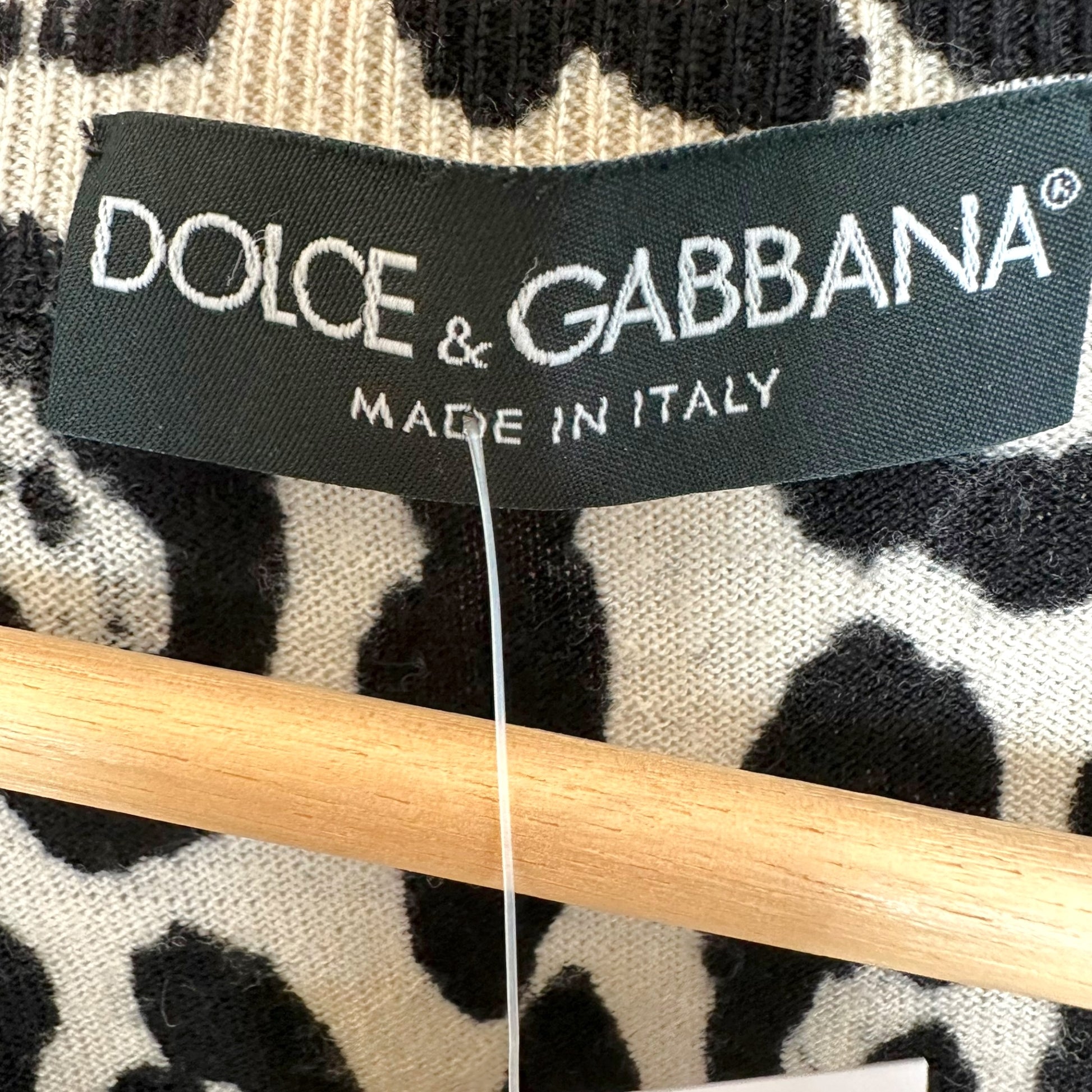 Dolce & Gabbana Black White Leopard Print Cashmere Cardigan
