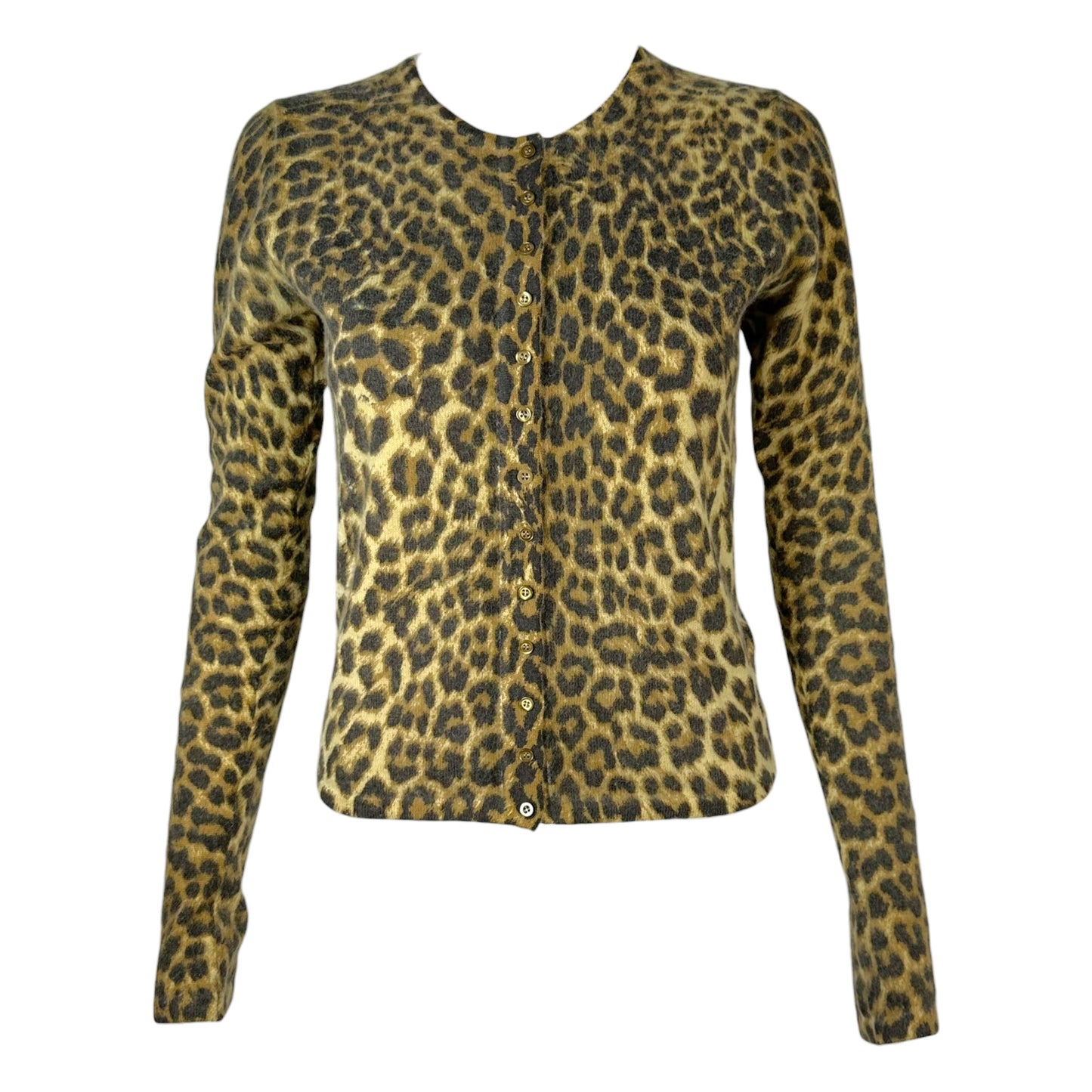 John Galliano Angora Leopard Print Knit Cardigan
