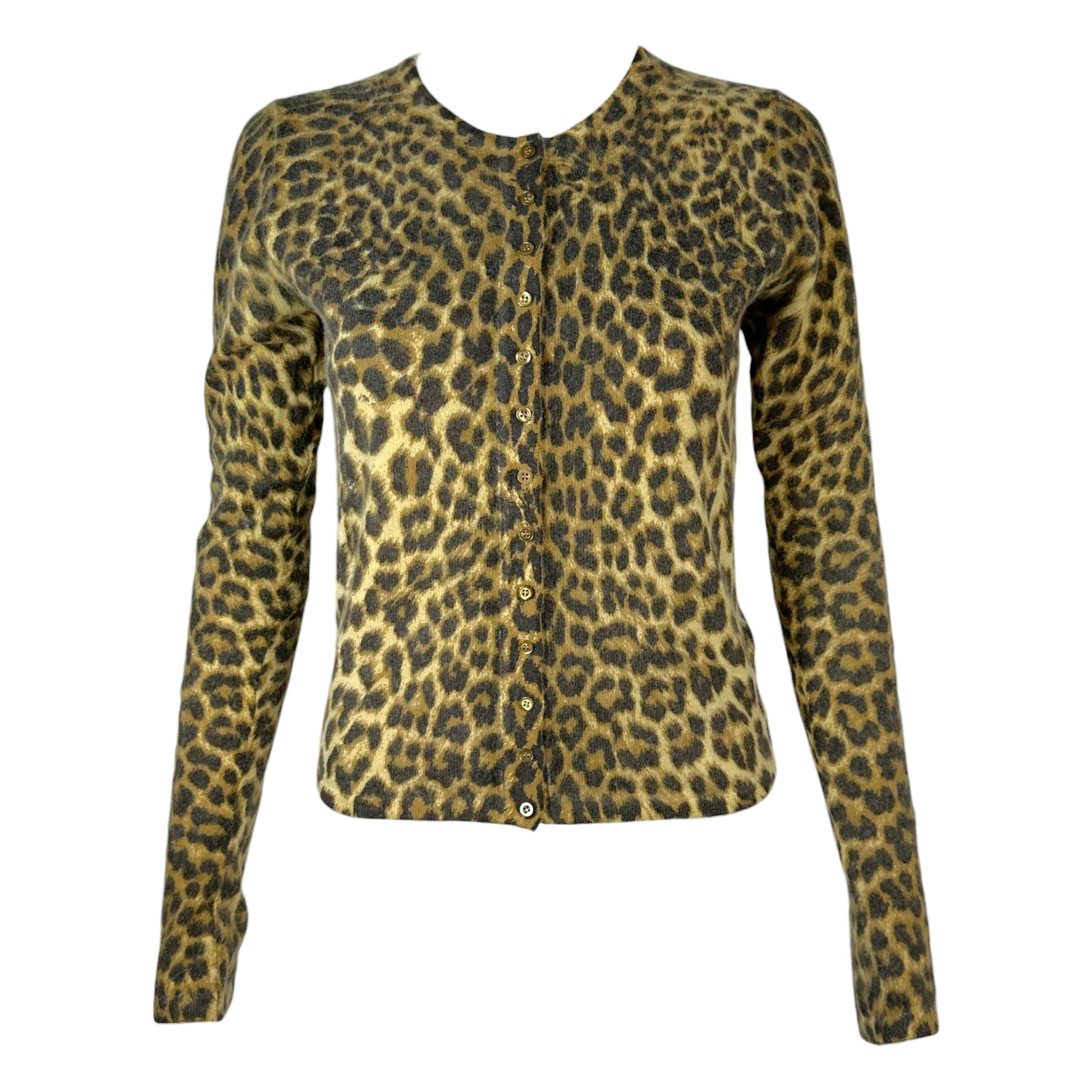 John Galliano Angora Leopard Print Knit Cardigan