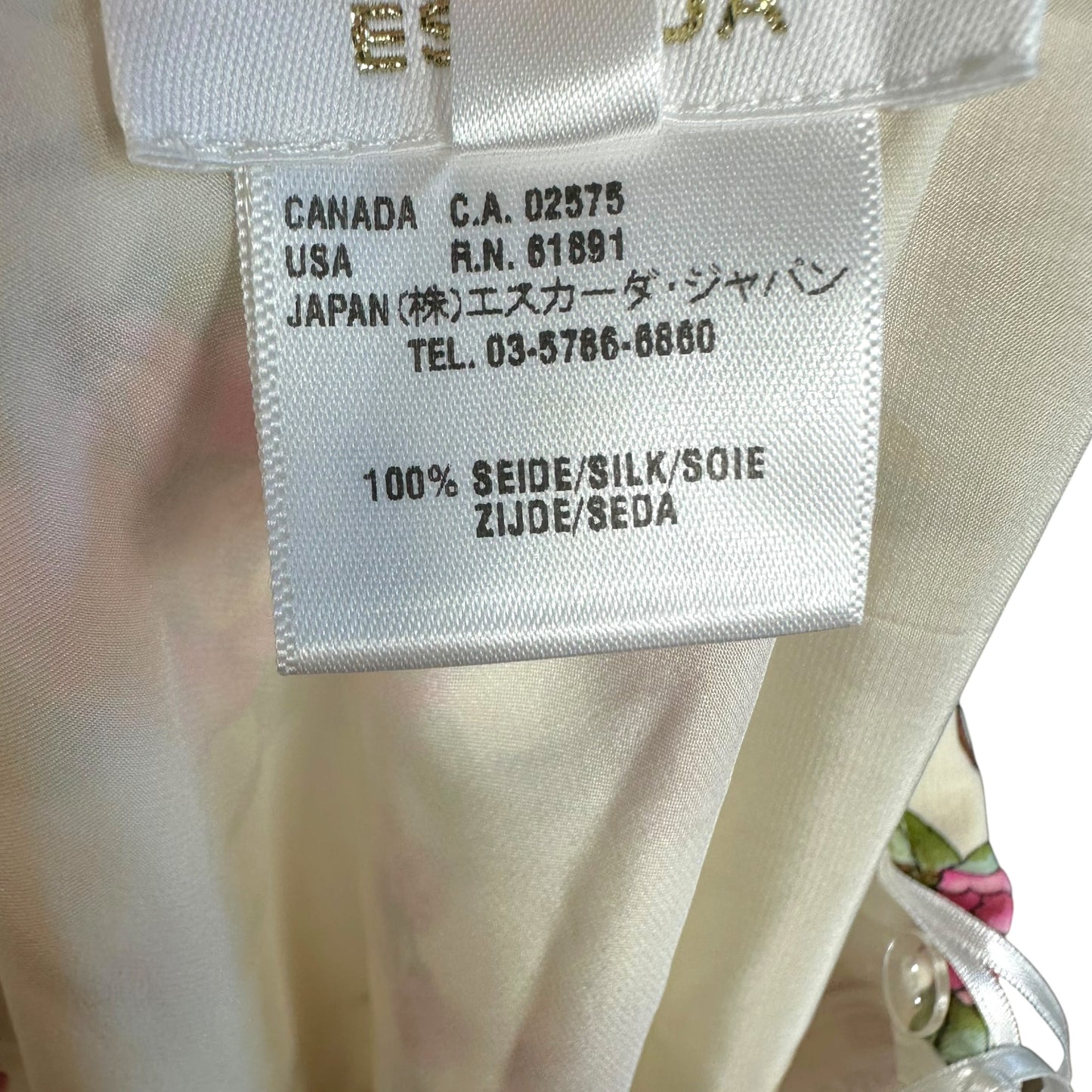Escada Pink & White Floral Silk Blouse & Midi Skirt Set