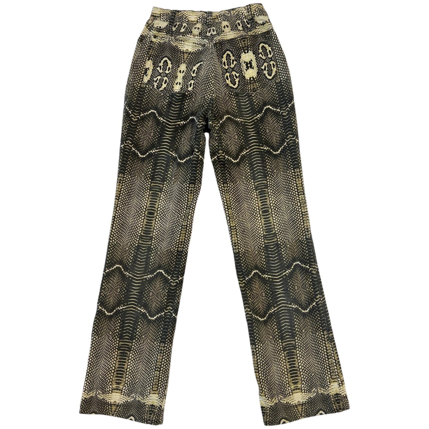 Roberto Cavalli 2005 Gray Snakeskin Printed Jeans