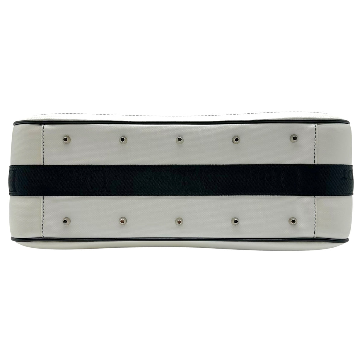 Christian Dior Shoulder Bag White Leather Crystal Accent