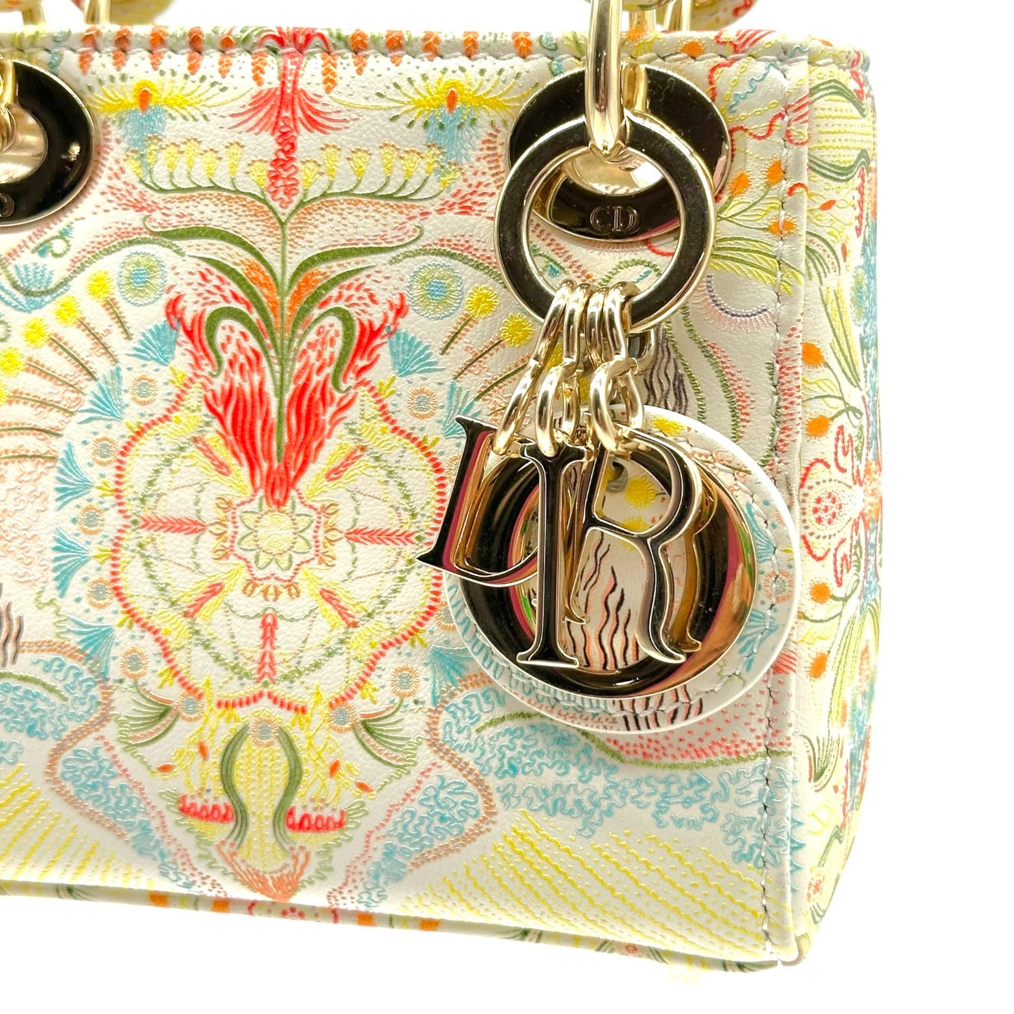 Christian Dior Micro Lady Dior Handbag Multicolor Ivory
