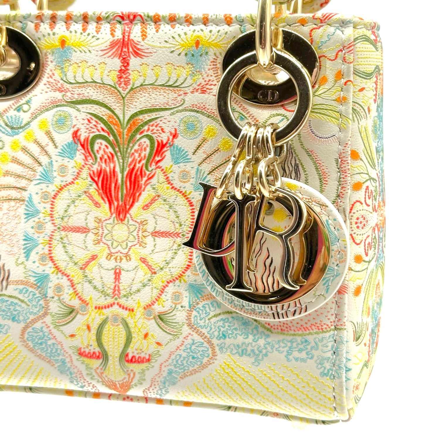 Christian Dior Micro Lady Dior Handbag Multicolor Ivory