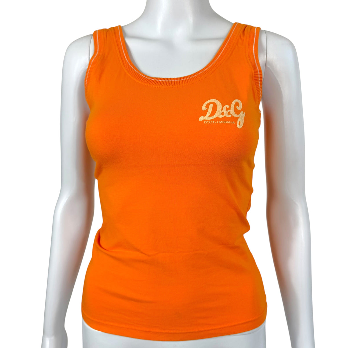 D&G Dolce & Gabbana Orange White Logo Tank Top