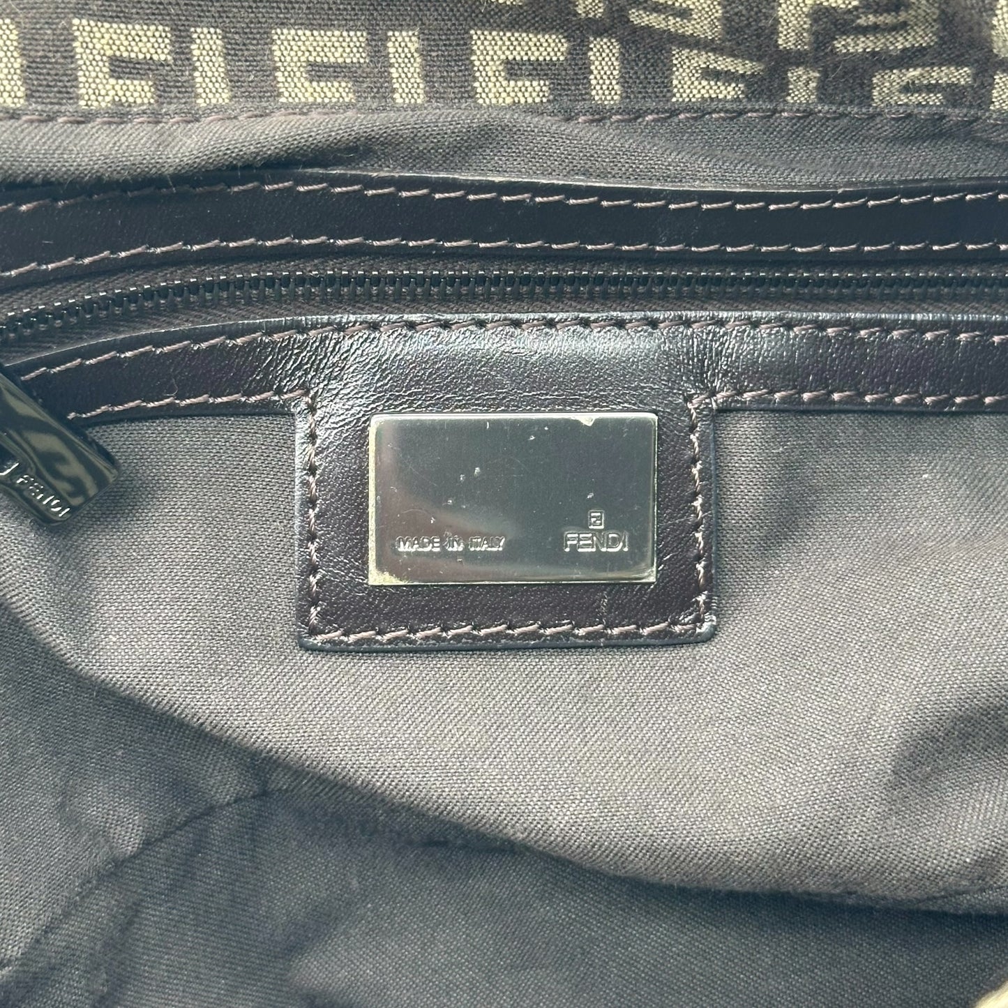 Fendi Brown Zucchino Fold-Over Baguette Bag