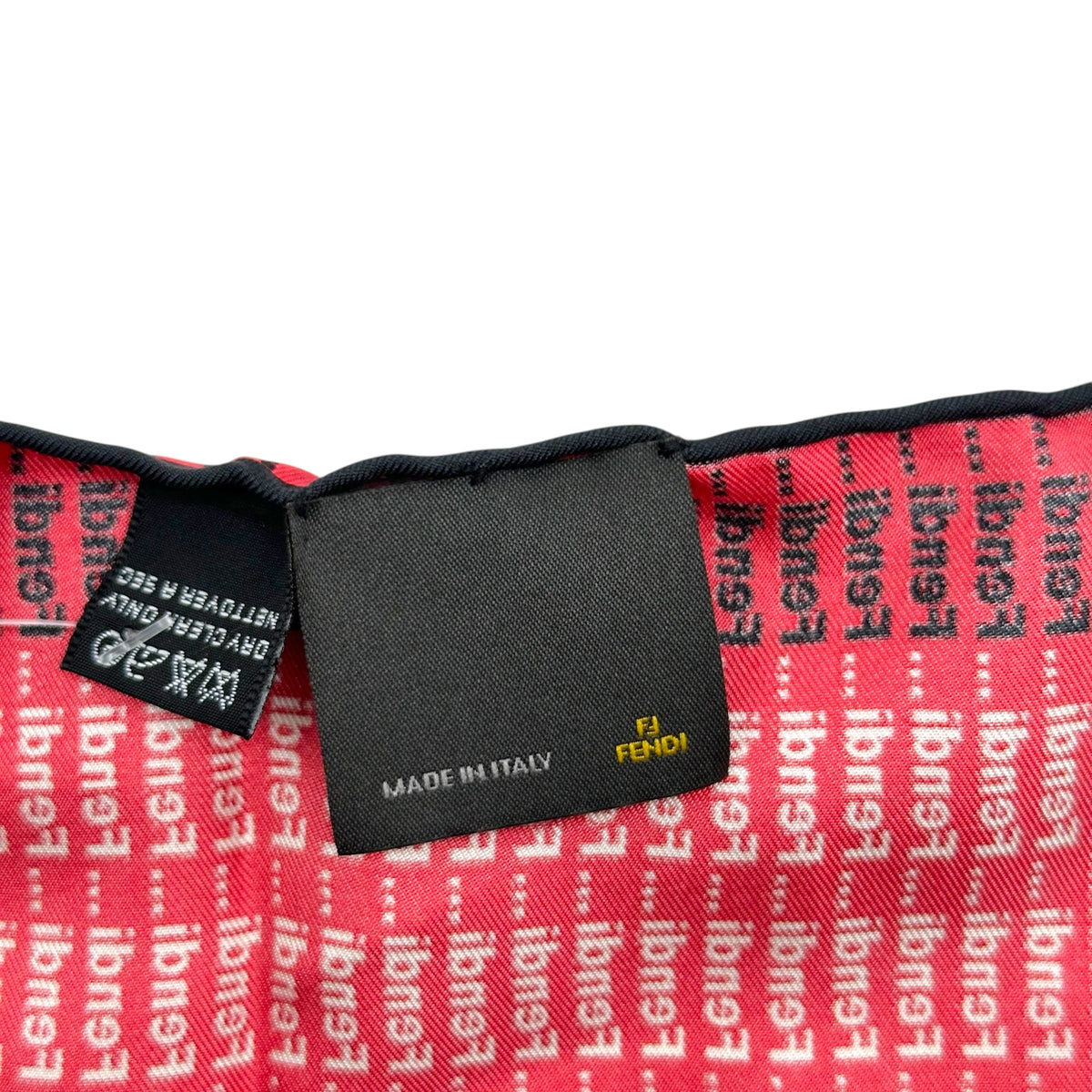Fendi Silk Bandana Scarf Red White Spell-Out Logo