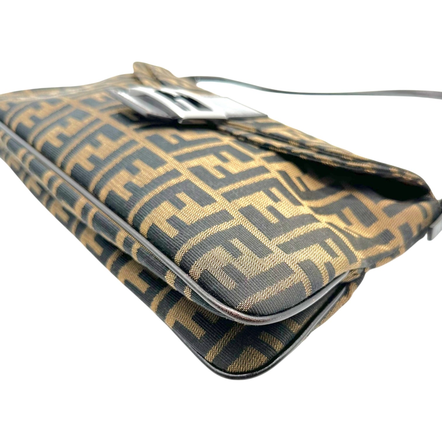 Fendi Large Baguette Bag Zucca Monogram Fold-Over Design