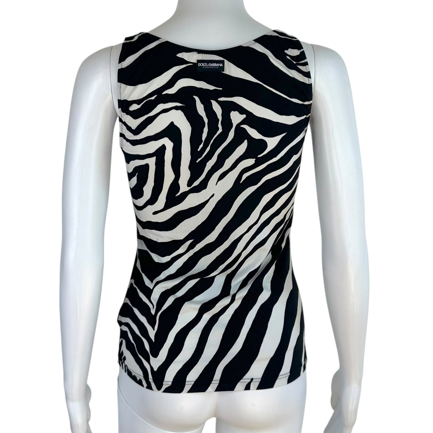Dolce & Gabbana Zebra Print Tank Top Black White Fitted