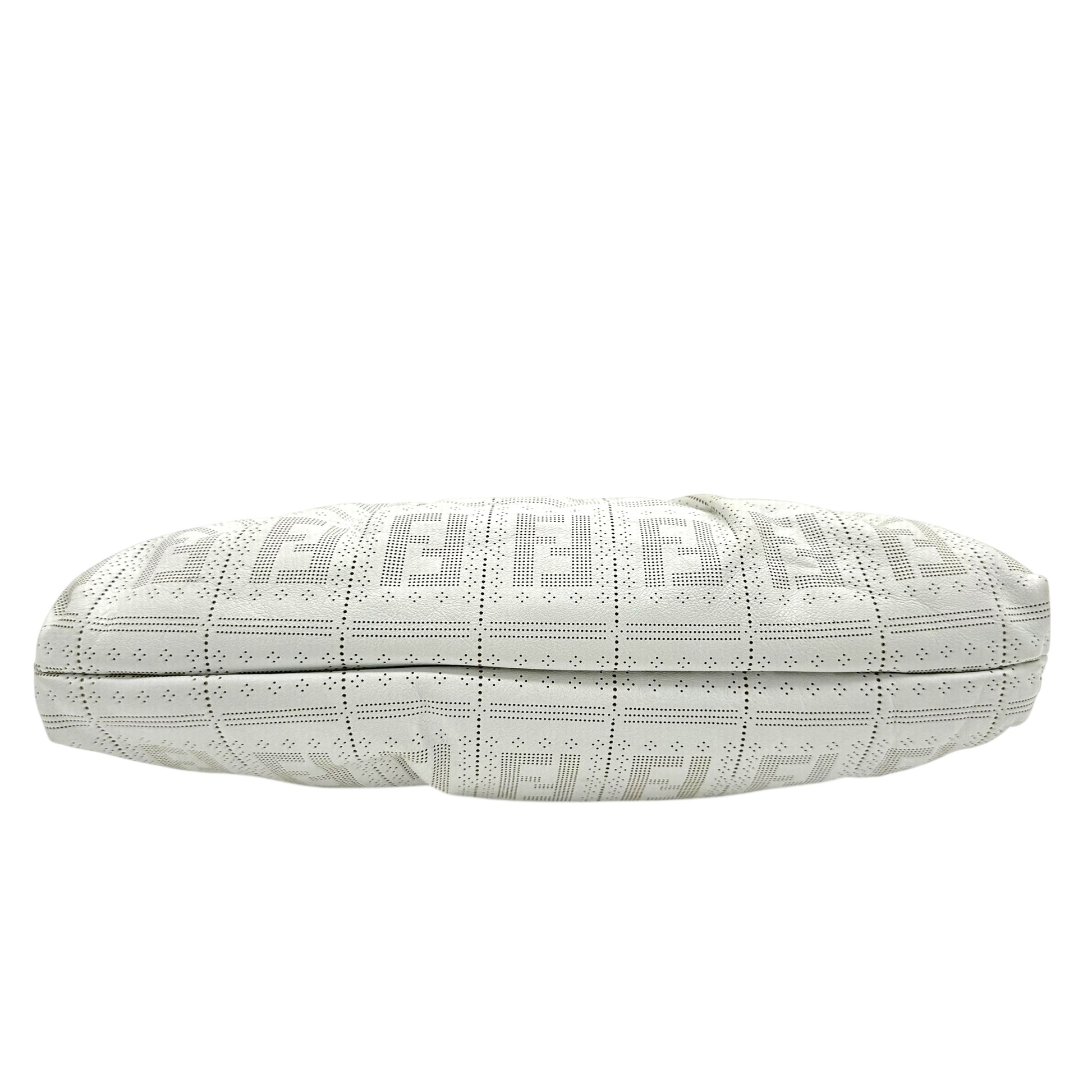 Fendi White Leather Zucca Embossed Chef Bag - Outfit Repeater