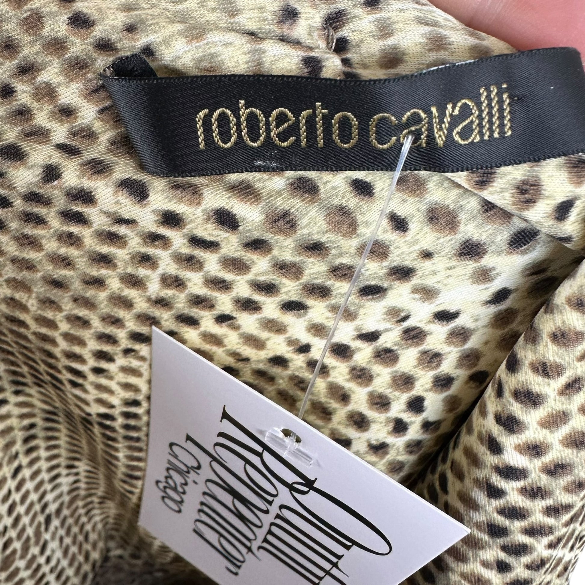 Roberto Cavalli Off-Shoulder Snakeskin Print Mini Dress