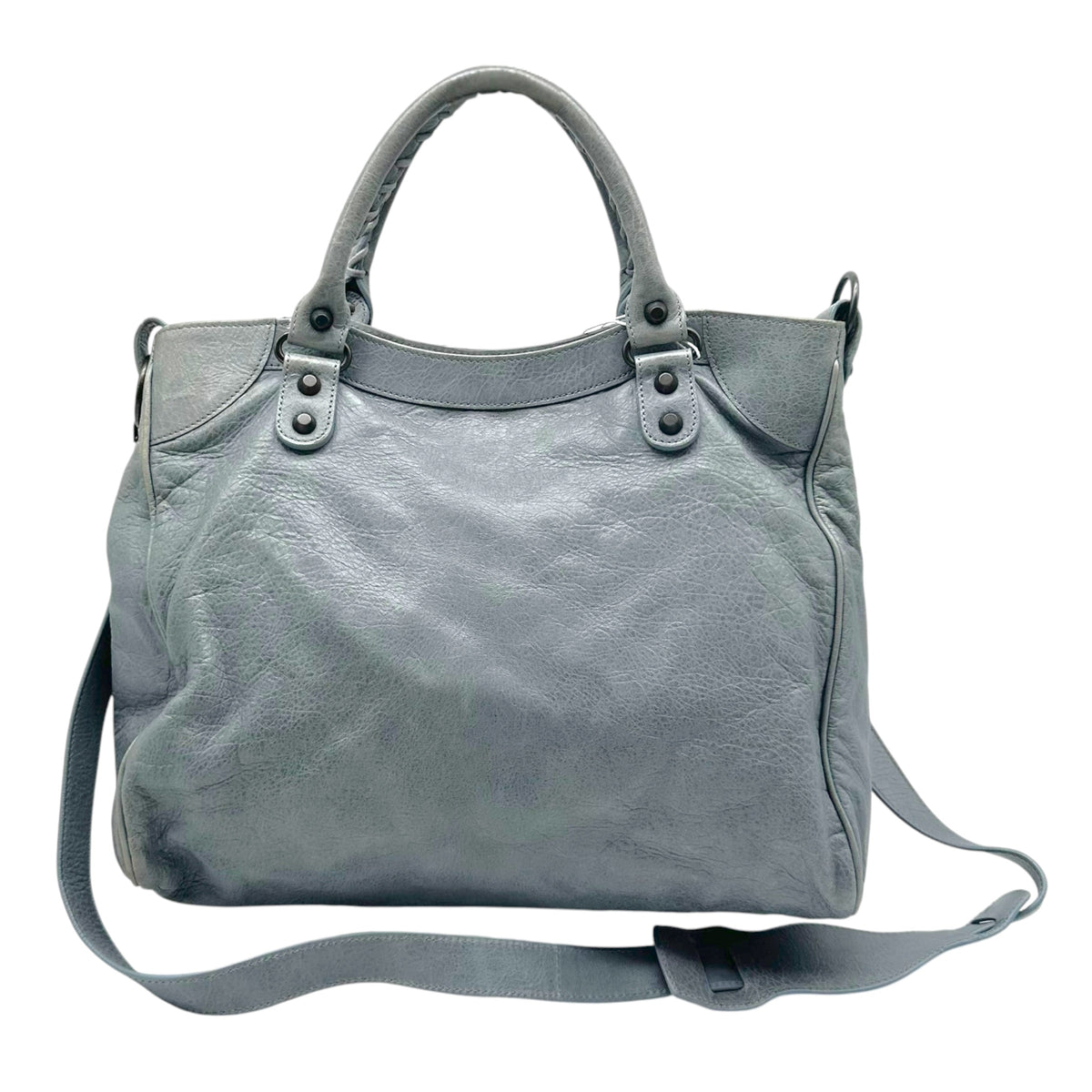 Balenciaga Leather 2-Way City Bag Dusty Blue