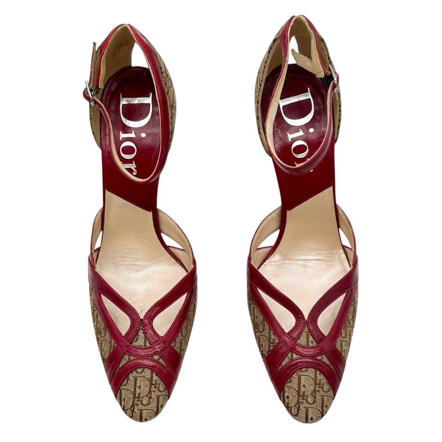 Christian Dior Trotter Monogram & Red Leather Heels