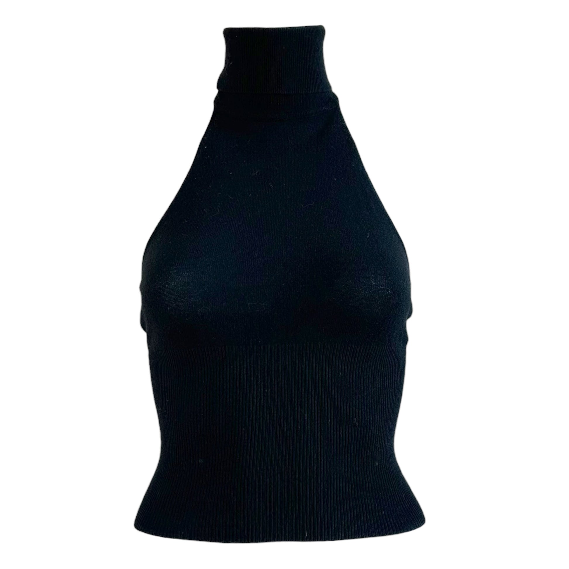 Dolce & Gabbana Black Knit Sleeveless Backless Turtleneck Top