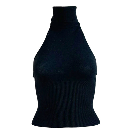 Dolce & Gabbana Black Knit Sleeveless Backless Turtleneck Top